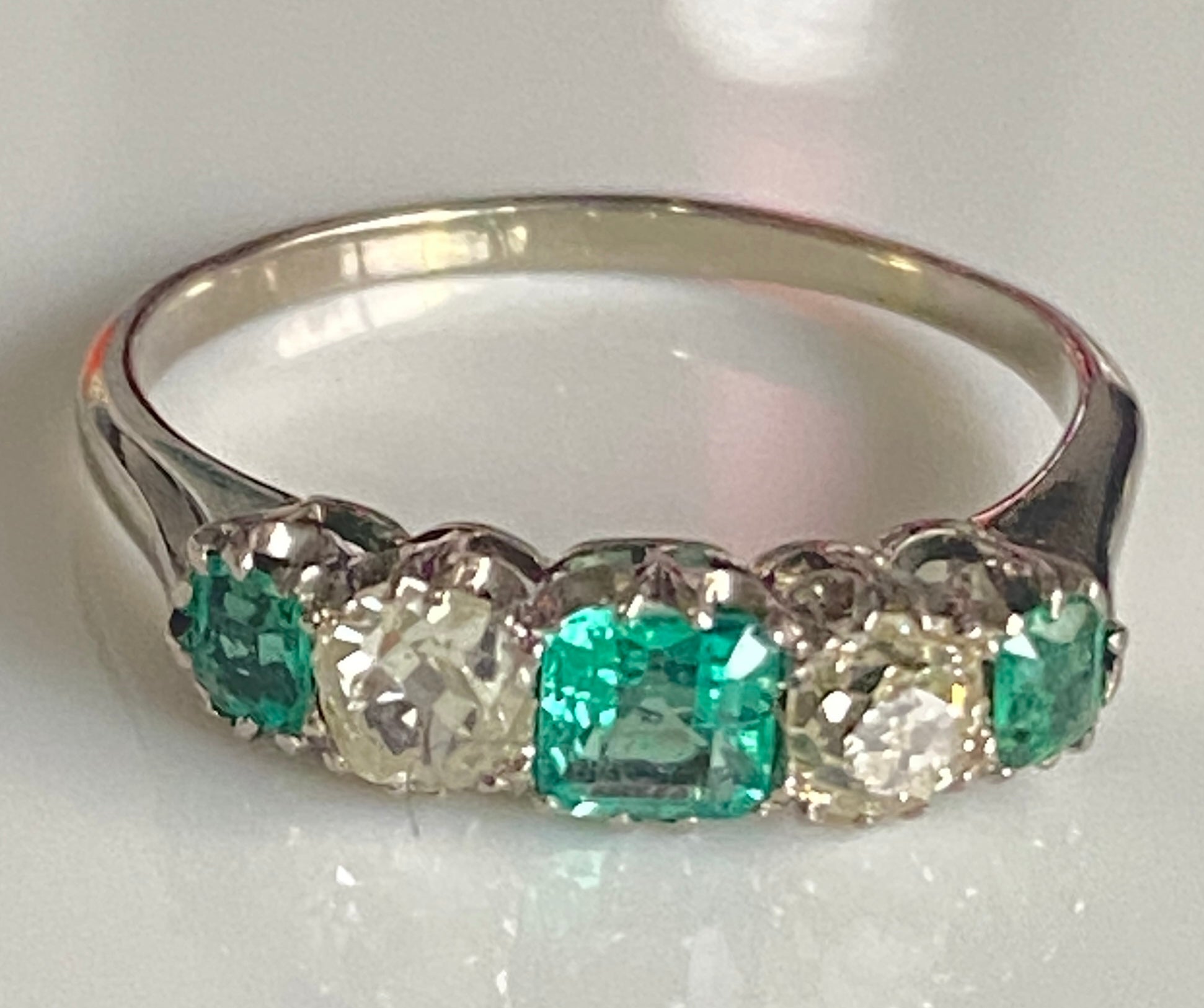 Edwardian Emerald & Diamond Bridge Ring
