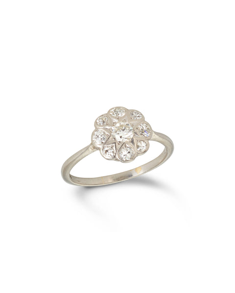 Vintage Platinum and Diamond Daisy Cluster Ring