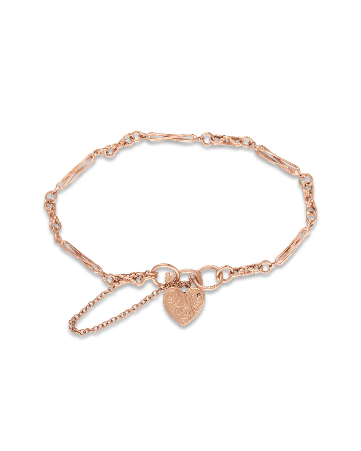 Vintage 9ct Rose Gold Fancy Link Padlock Bracelet