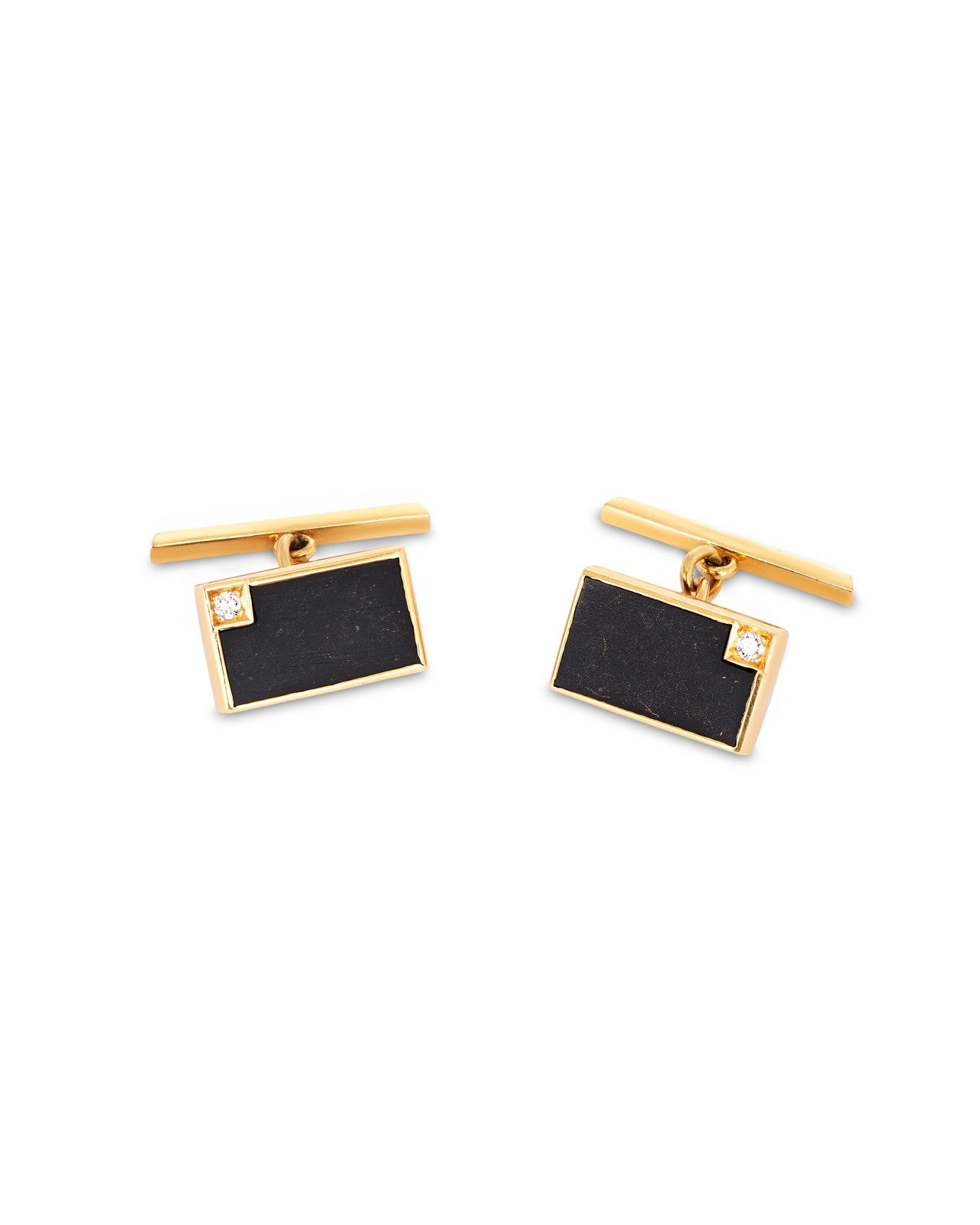 Vintage 18ct yellow gold Onyx Diamond Cufflinks
