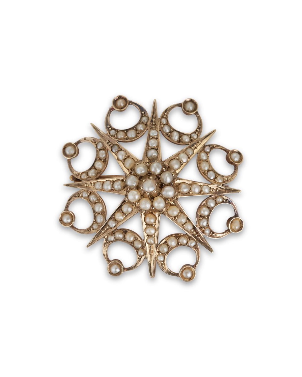 Antique Australian Pearl Star Brooch by Willis & Sons, Melbourne c1900