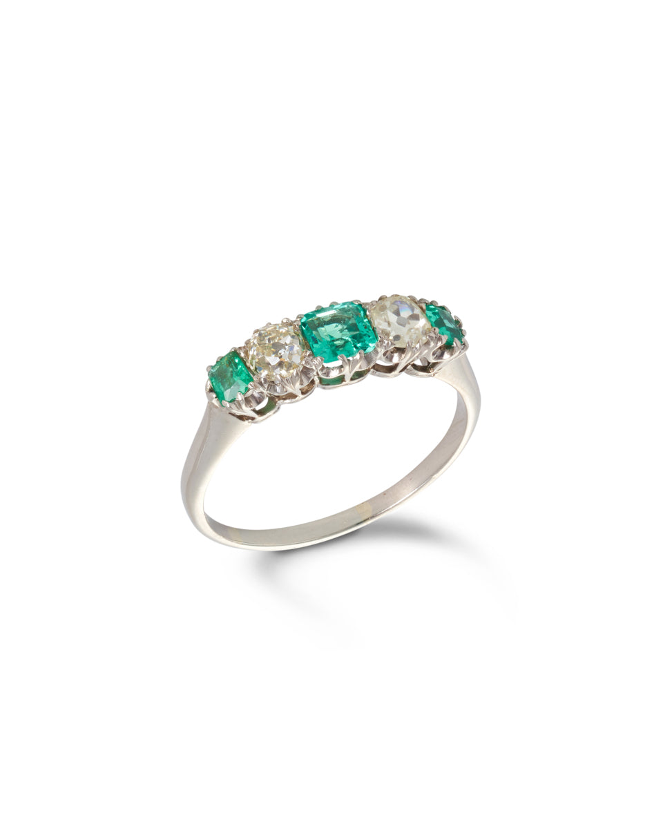 Edwardian Emerald & Diamond Bridge Ring