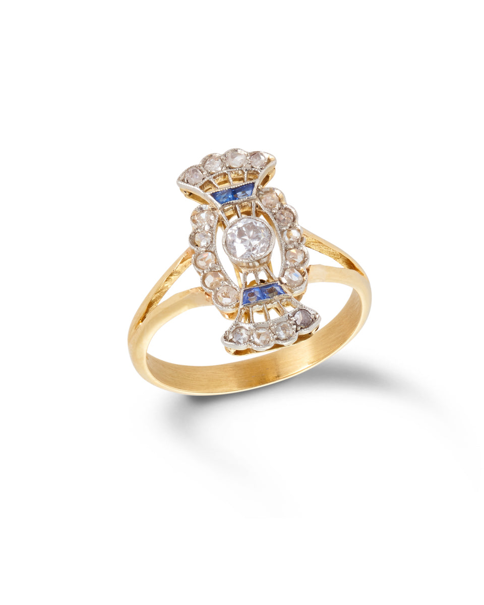 Edwardian Diamond & Sapphire Bow Ring