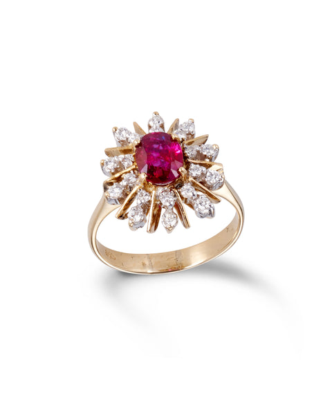 Ruby & Diamond Cluster Ring