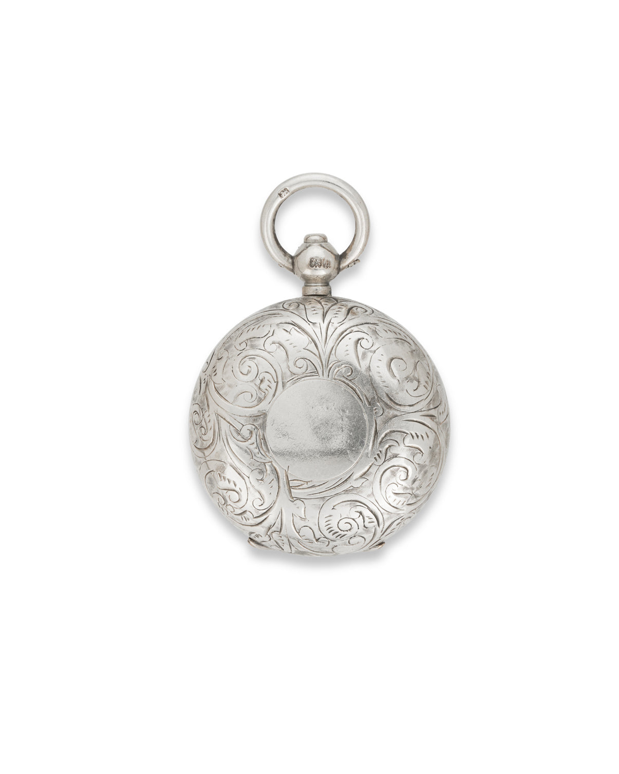 Antique Silver Sovereign Case, Birmingham 1907, with hand engraved foliate decoration and blank circular cartouche.