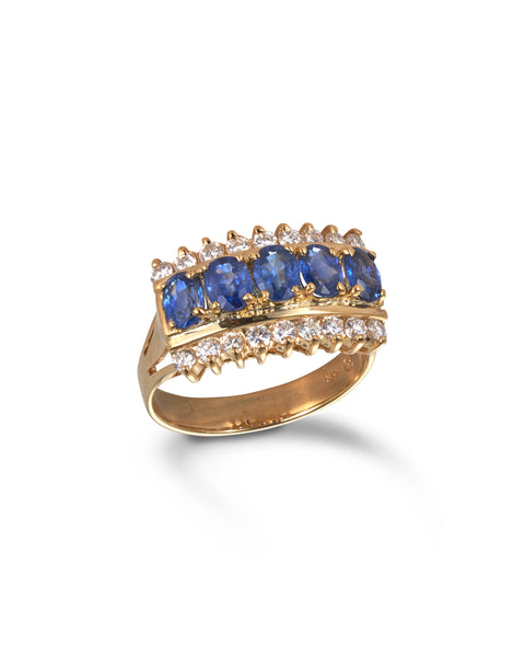 Vintage Sapphire & Diamond Cocktail Ring