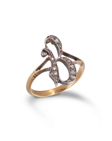 Antique Victorian  Diamond "B" Ring