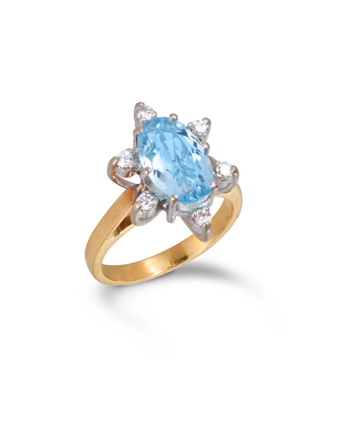 Vintage Aquamarine & Diamond Ring
