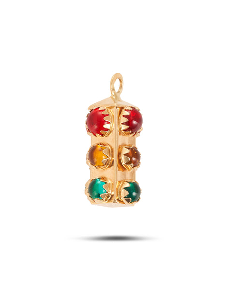 Vintage Gold Traffic Light Charm
