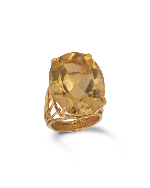 18ct Mid-Century European Citrine Cocktail Ring
