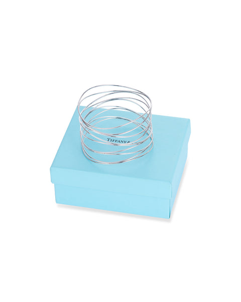 Vintage Silver 'Nine Row Wave' Bangle, TIFFANY & CO. Original blue box.