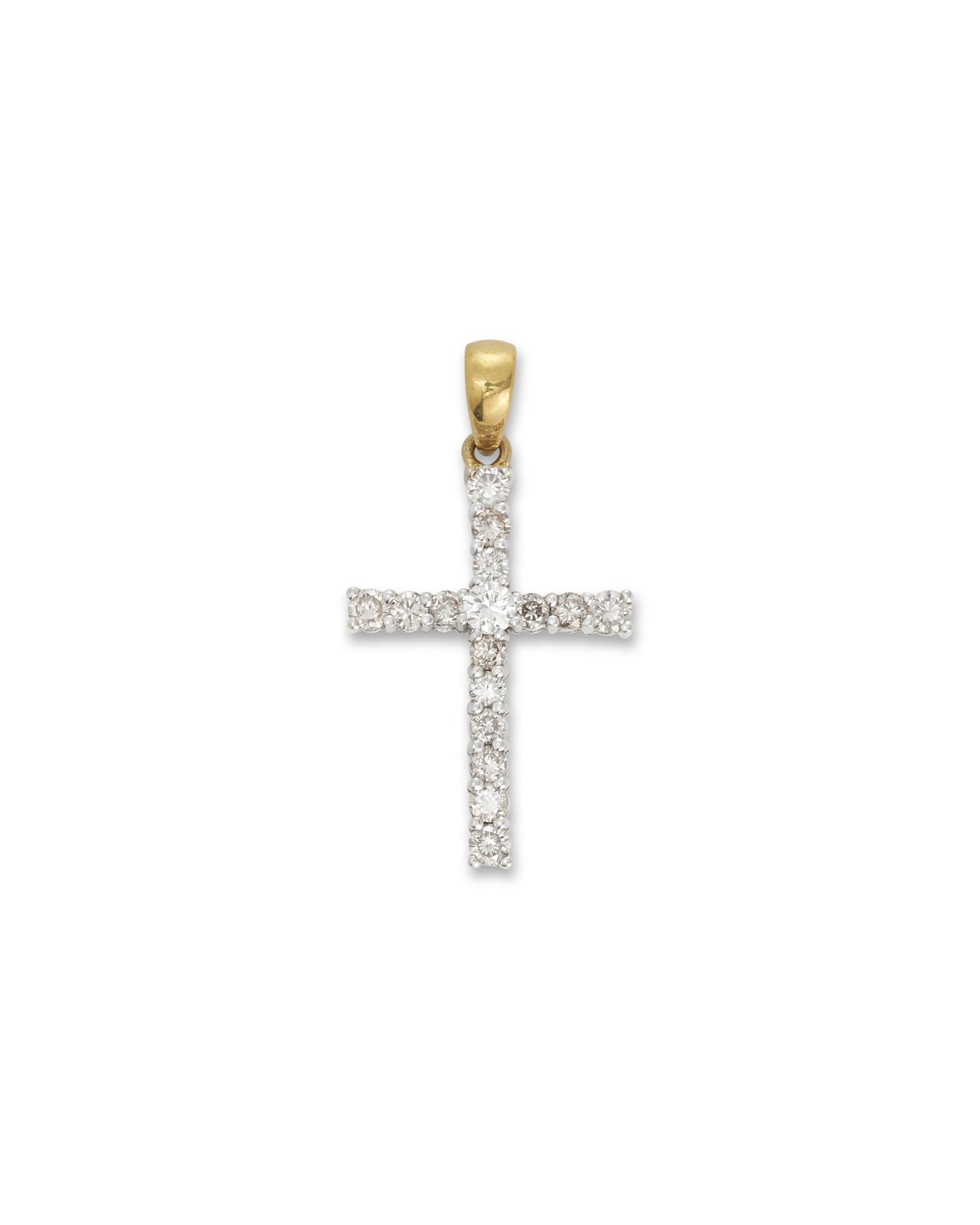 18ct yellow & white gold Vintage Diamond Cross Pendant