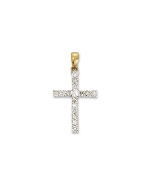 18ct yellow & white gold Vintage Diamond Cross Pendant