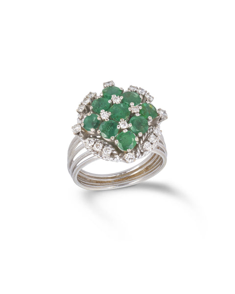 Emerald & Diamond Cocktail Ring, 1960s