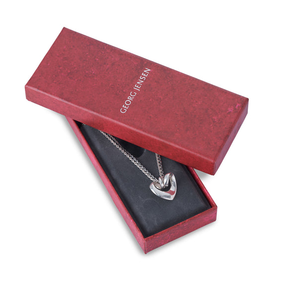 Vintage Silver Double Chain Heart Pendant, Georg Jensen. 2001 Artist pendant, designed by Regitze Overgaard for Jensen.