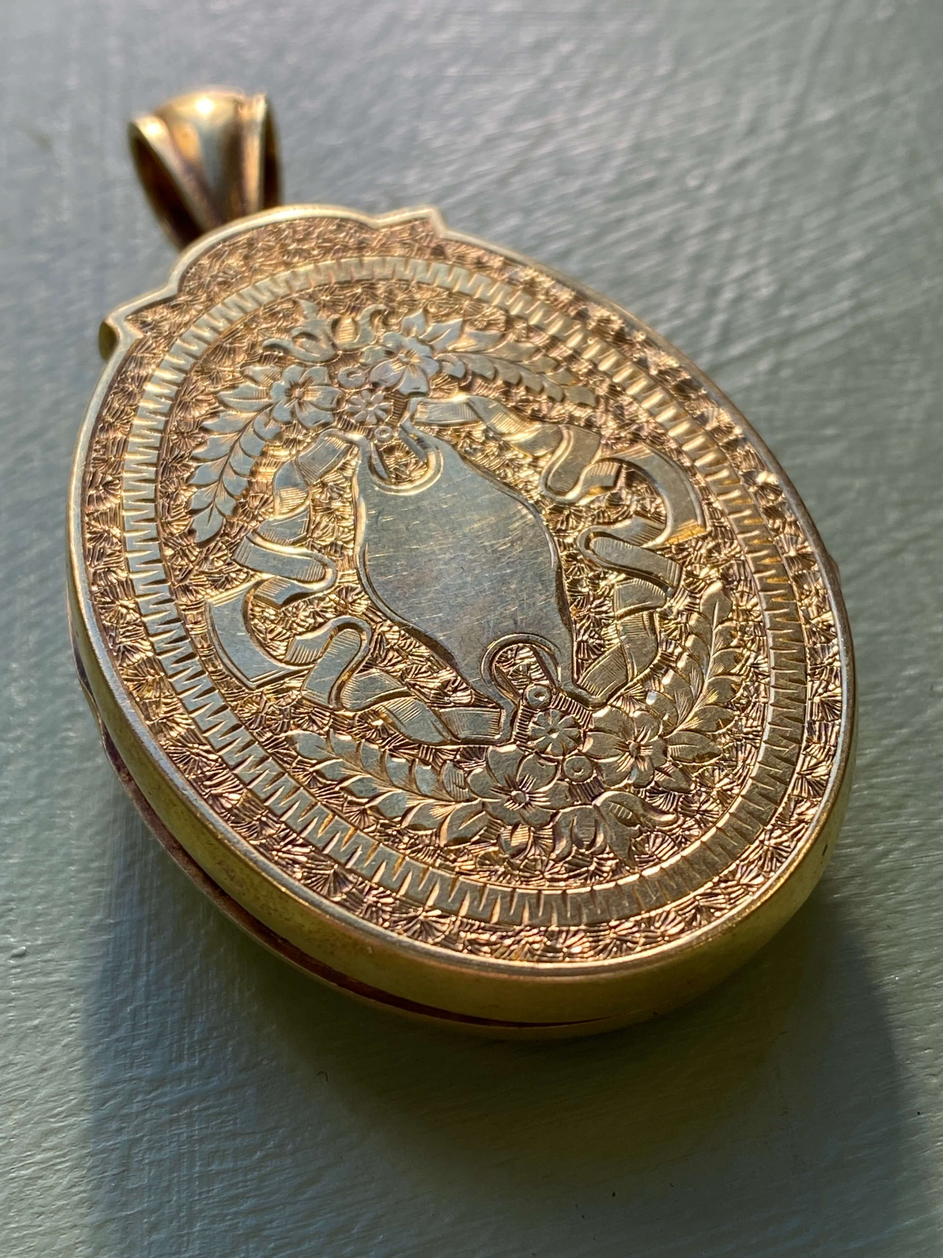 Antique Victorian Gold Archeological Revival Locket, c.1870