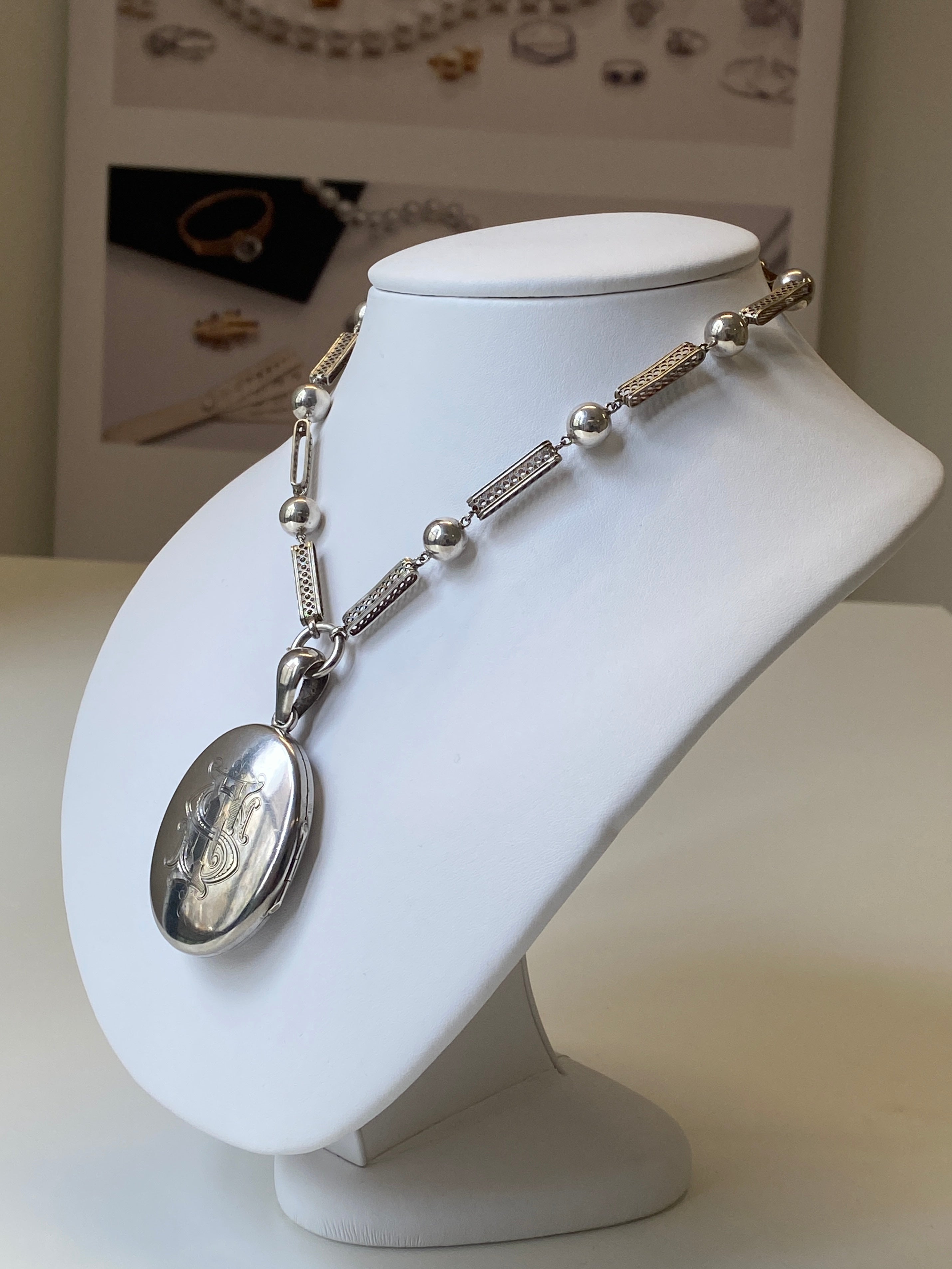 Antique Victorian Silver Fern & Ivy Locket, c1880