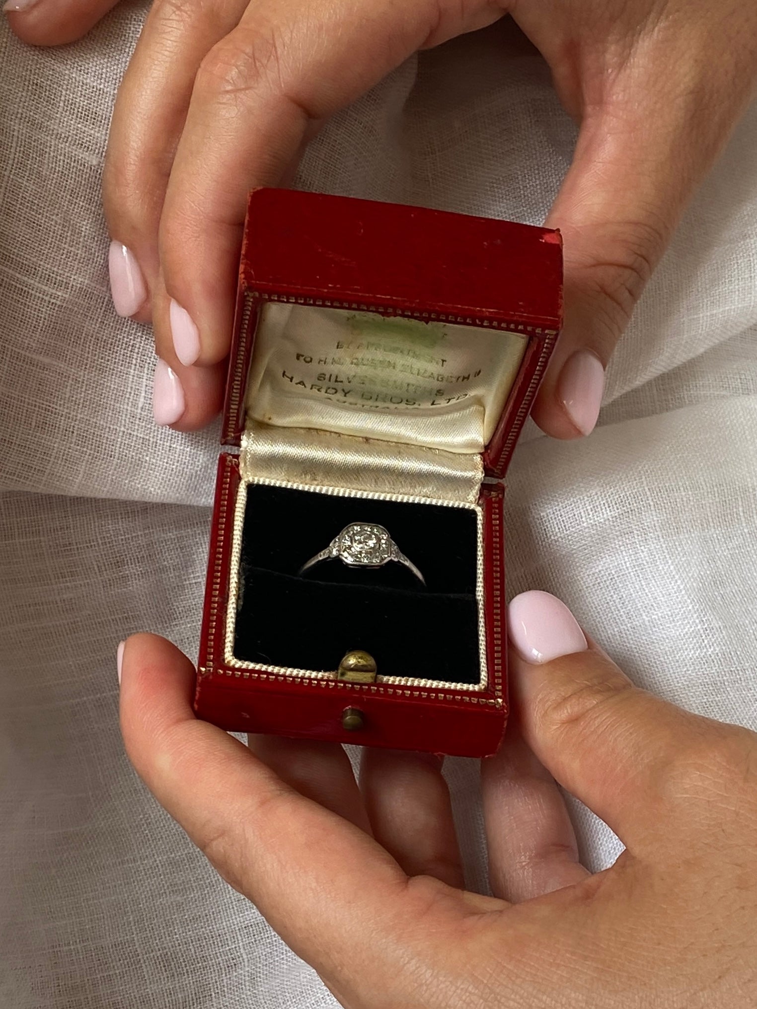 Art Deco Square Diamond Cluster Ring, 1930s. Platinum and white gold