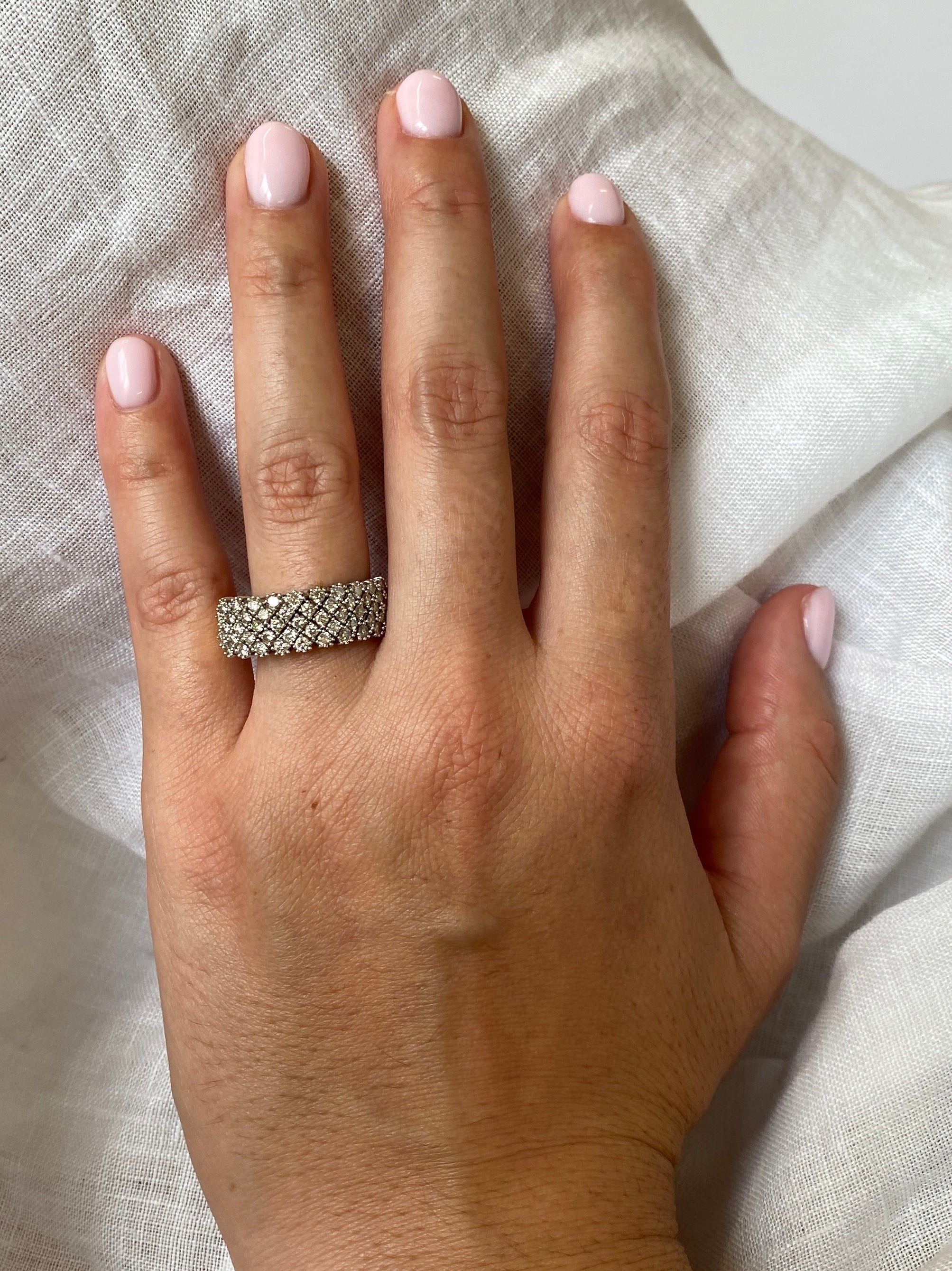 18ct yellow and white gold vintage diamond band ring