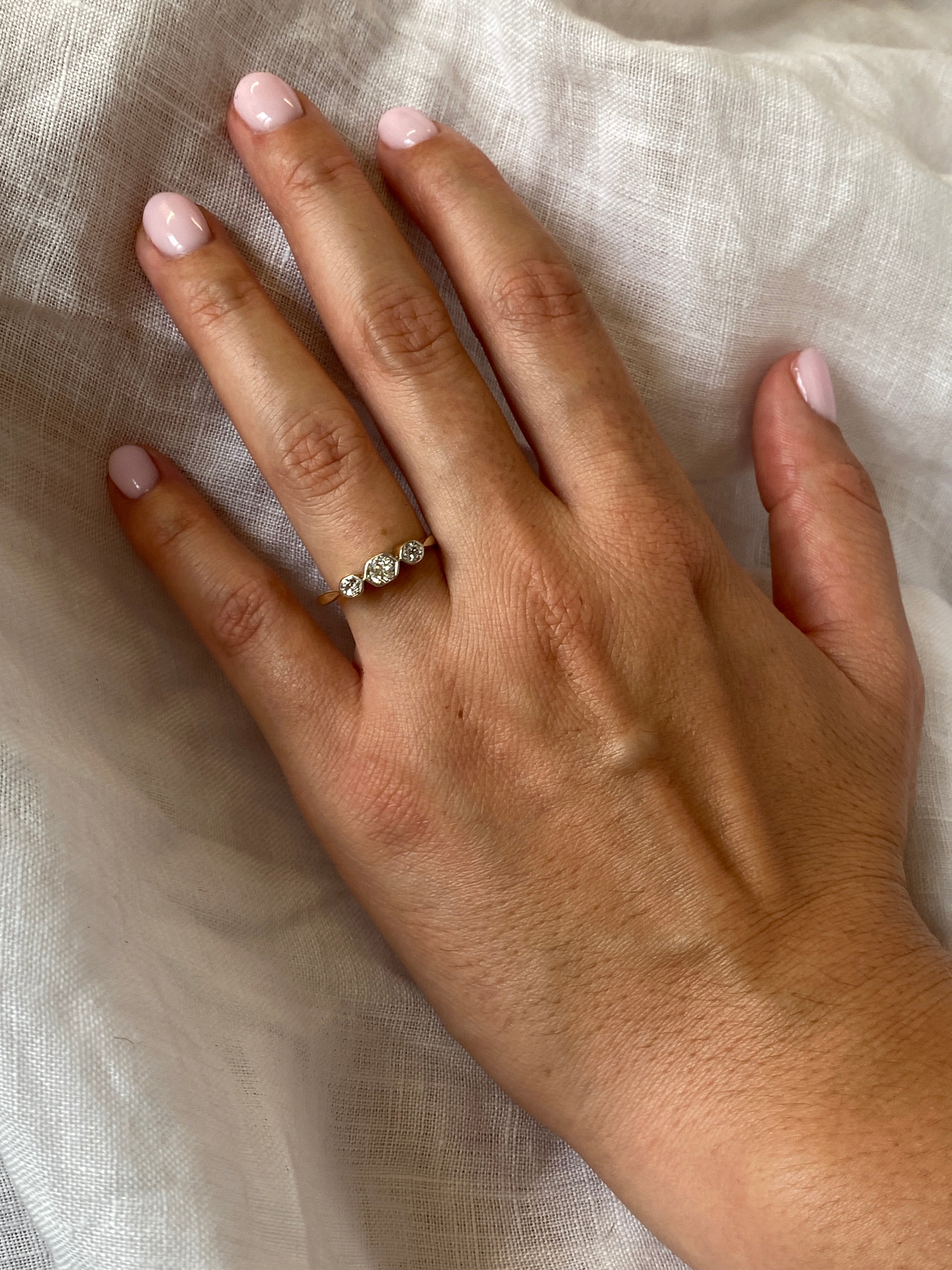Edwardian Three Stone Diamond Engagement Ring