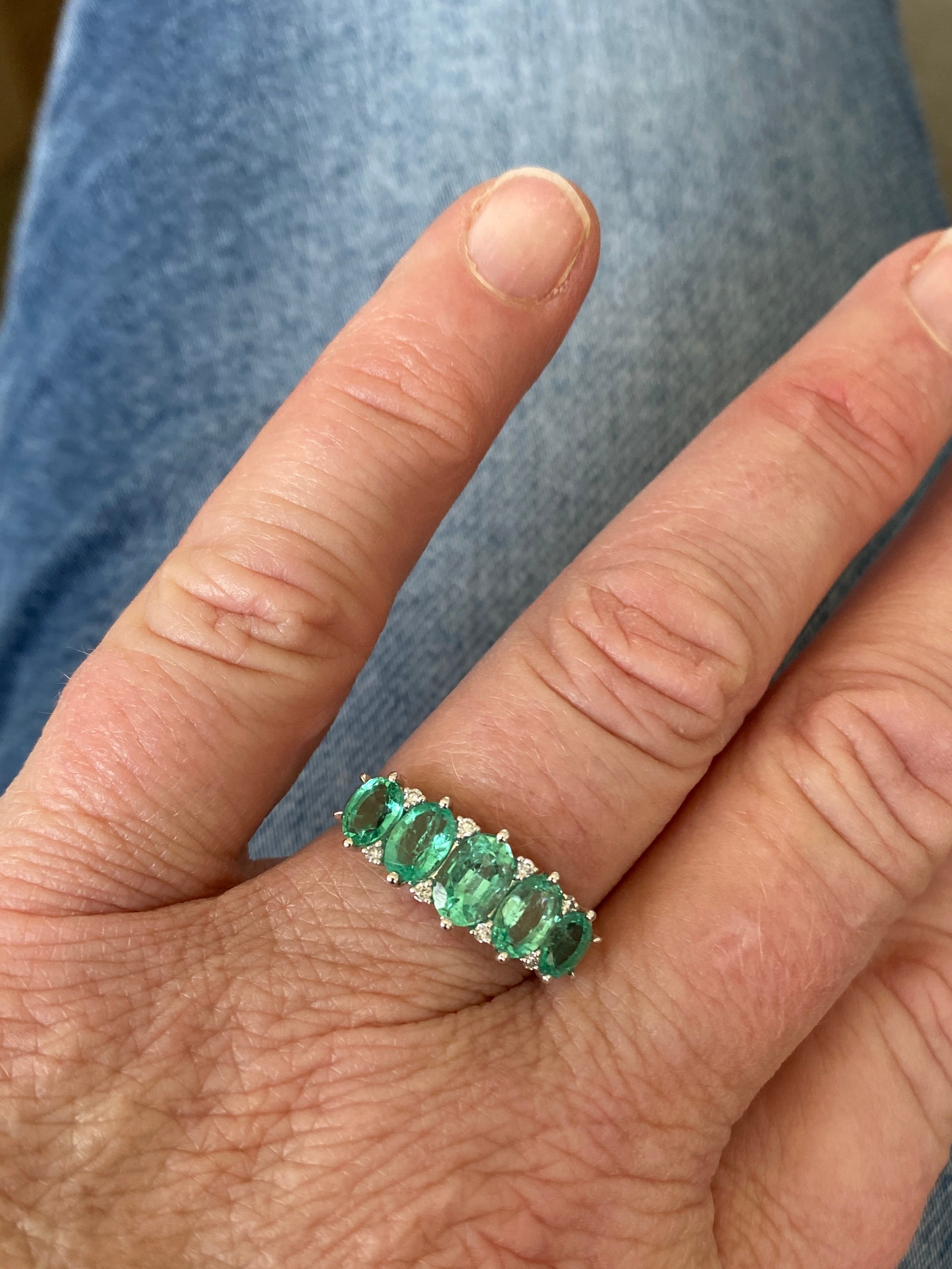 Emerald & Diamond Bridge Ring