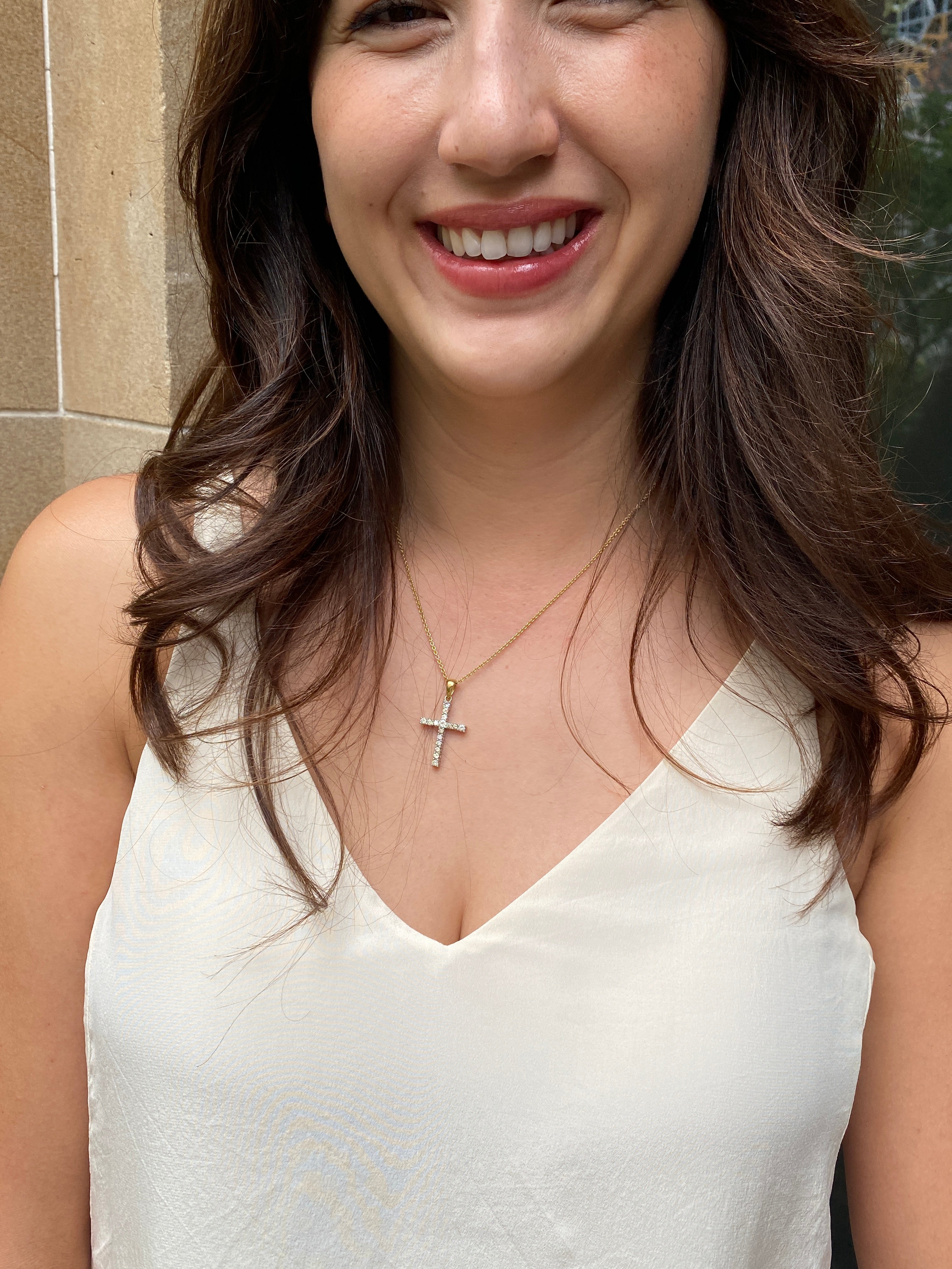 18ct yellow & white gold Vintage Diamond Cross Pendant