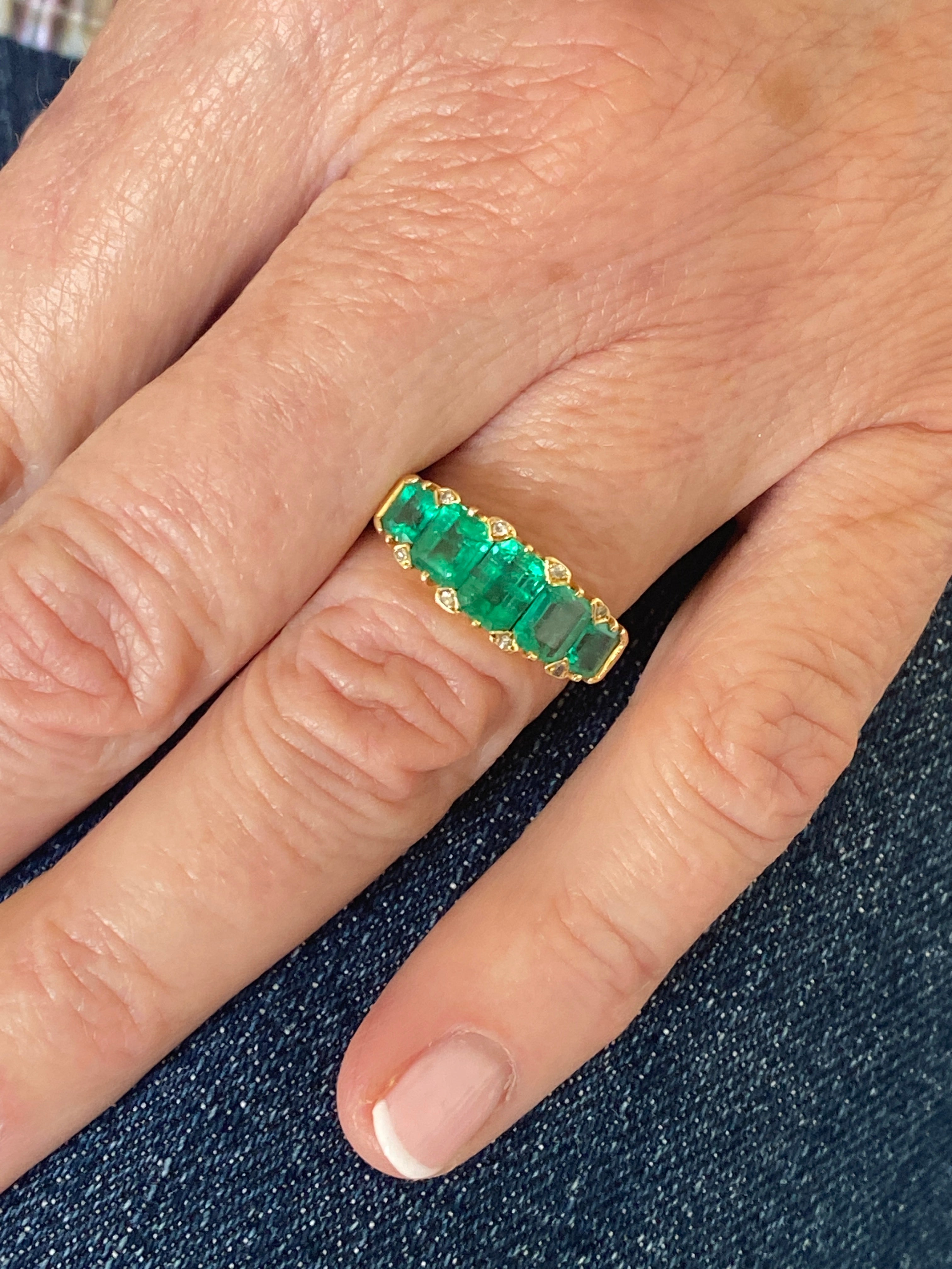 Emerald & Diamond Bridge Ring