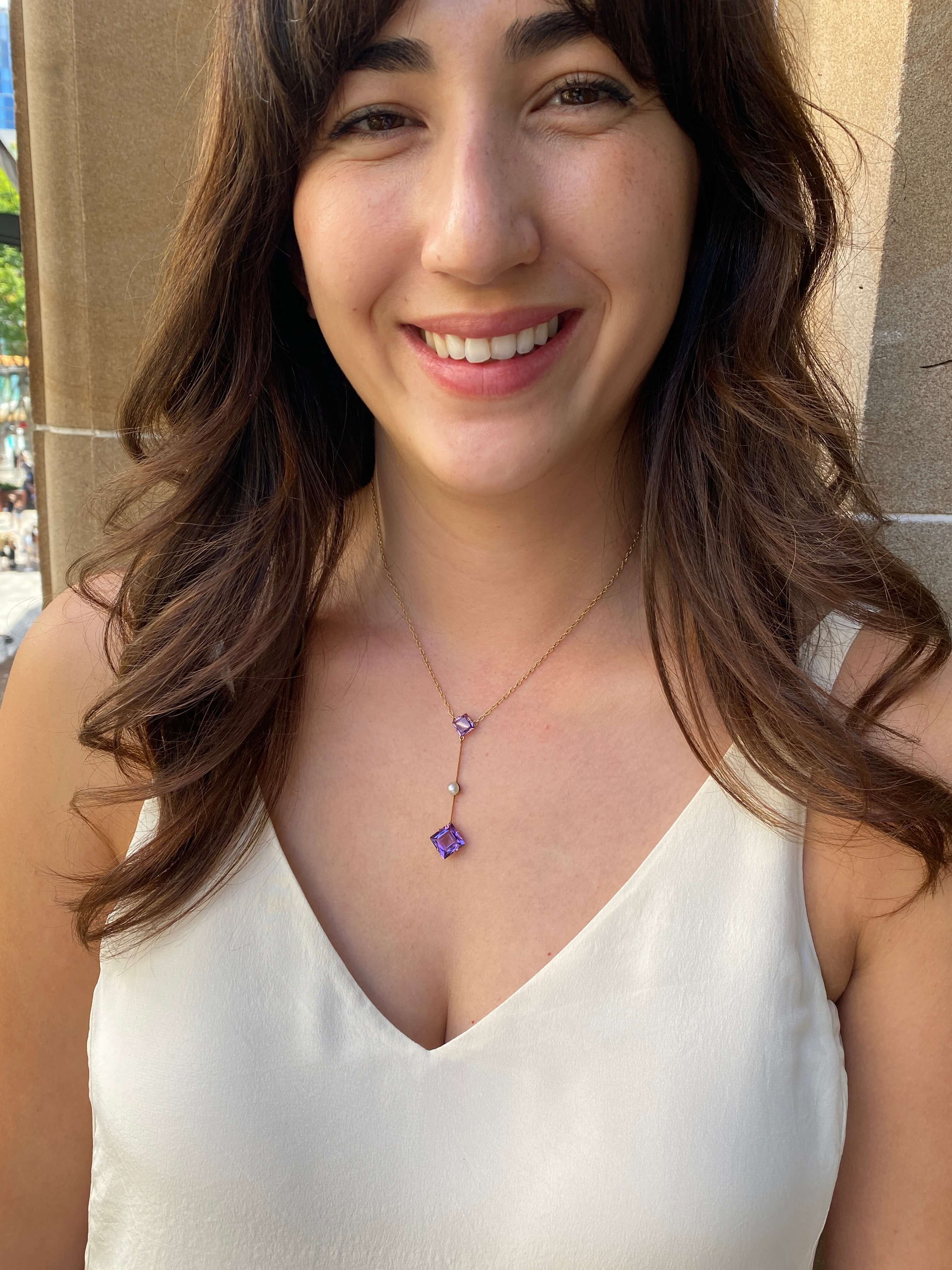 Antique Australian Amethyst and Pearl Pendant Necklace