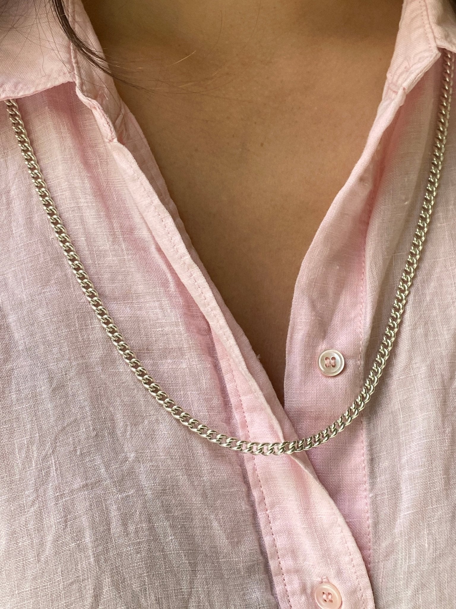 Vintage Sterling Silver Curblink Necklace
