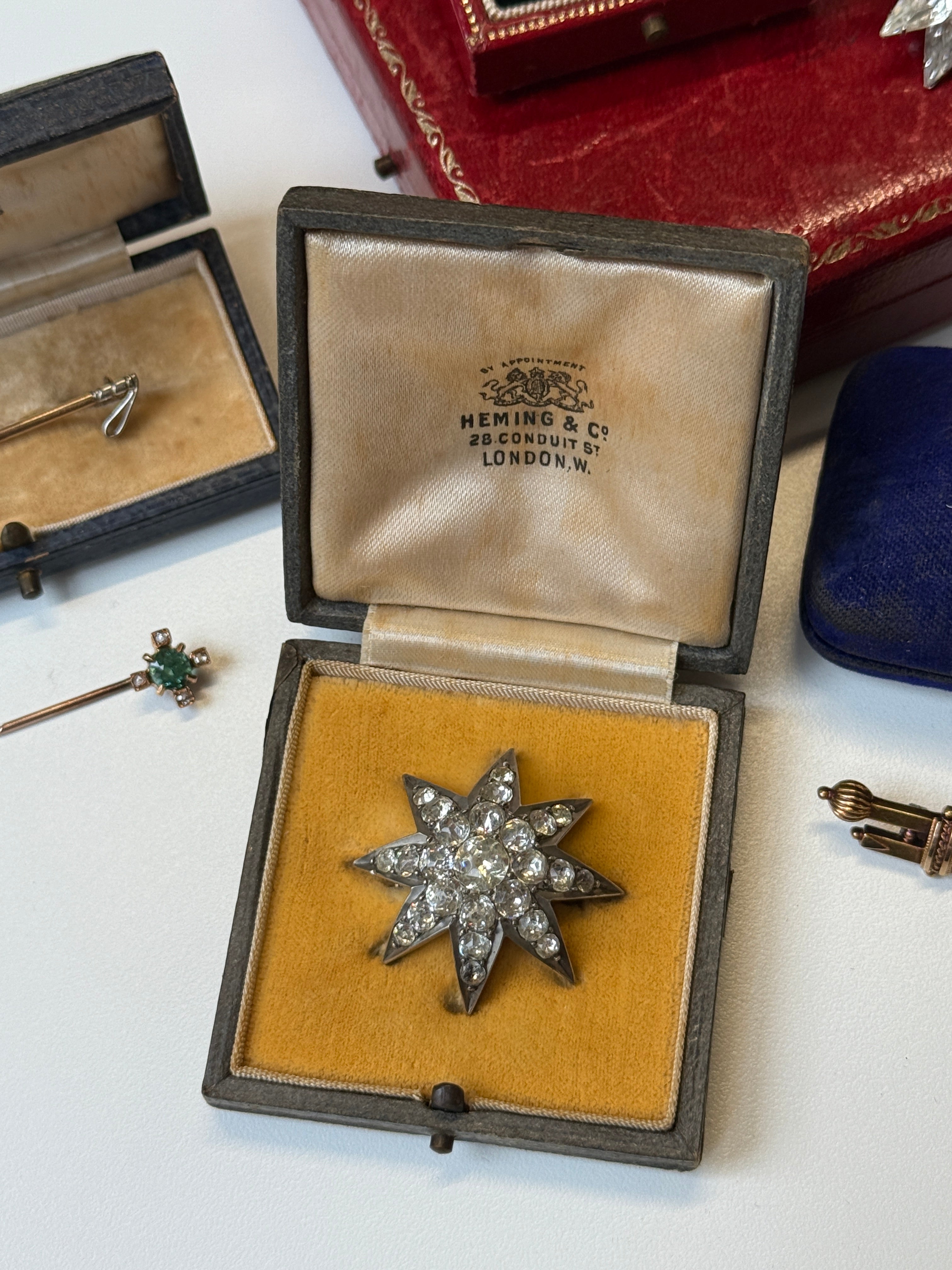 Antique Victorian Paste Star Brooch by Heming & Co., London