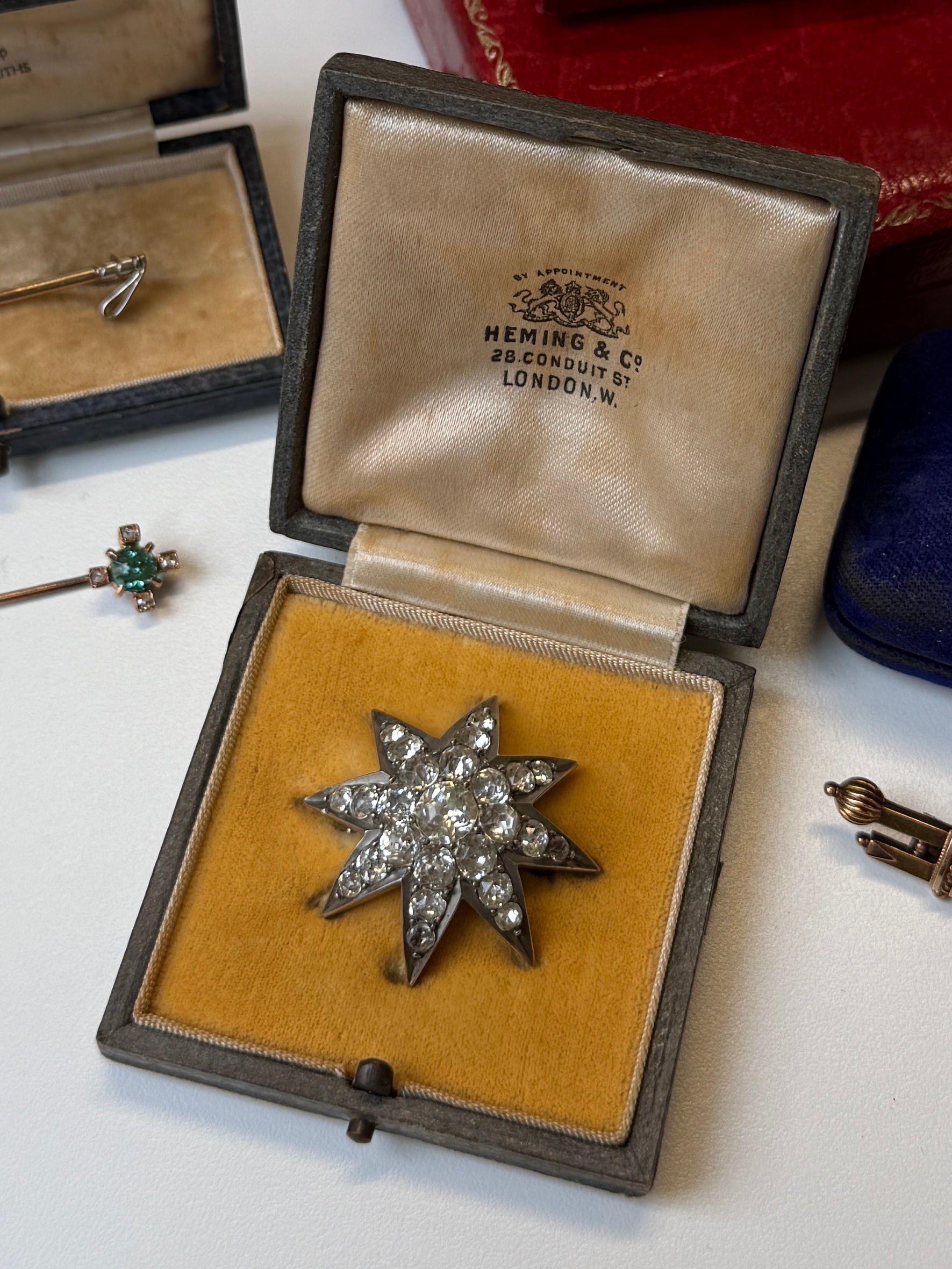 Antique Victorian Paste Star Brooch by Heming & Co., London