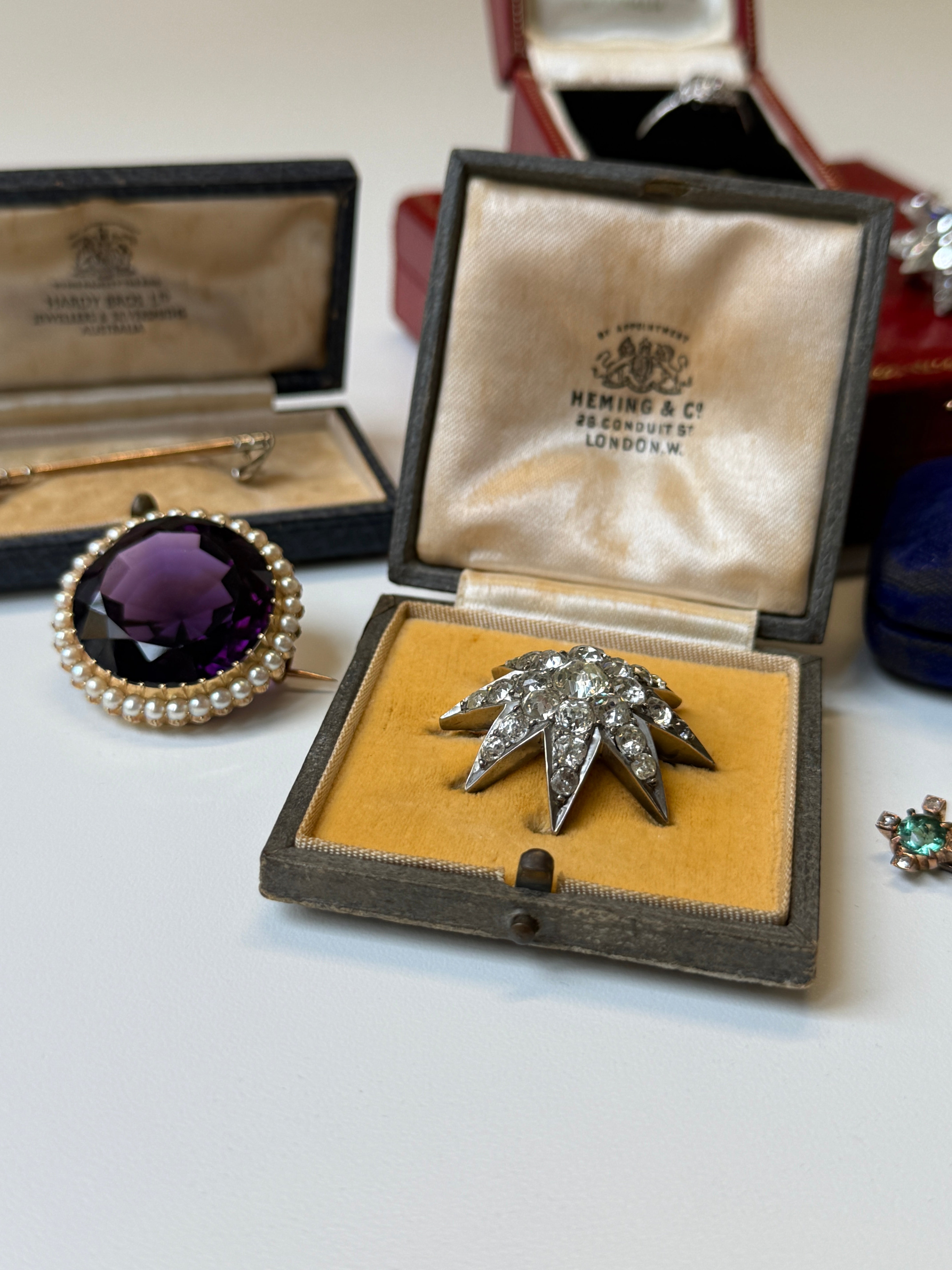 Antique Victorian Paste Star Brooch by Heming & Co., London