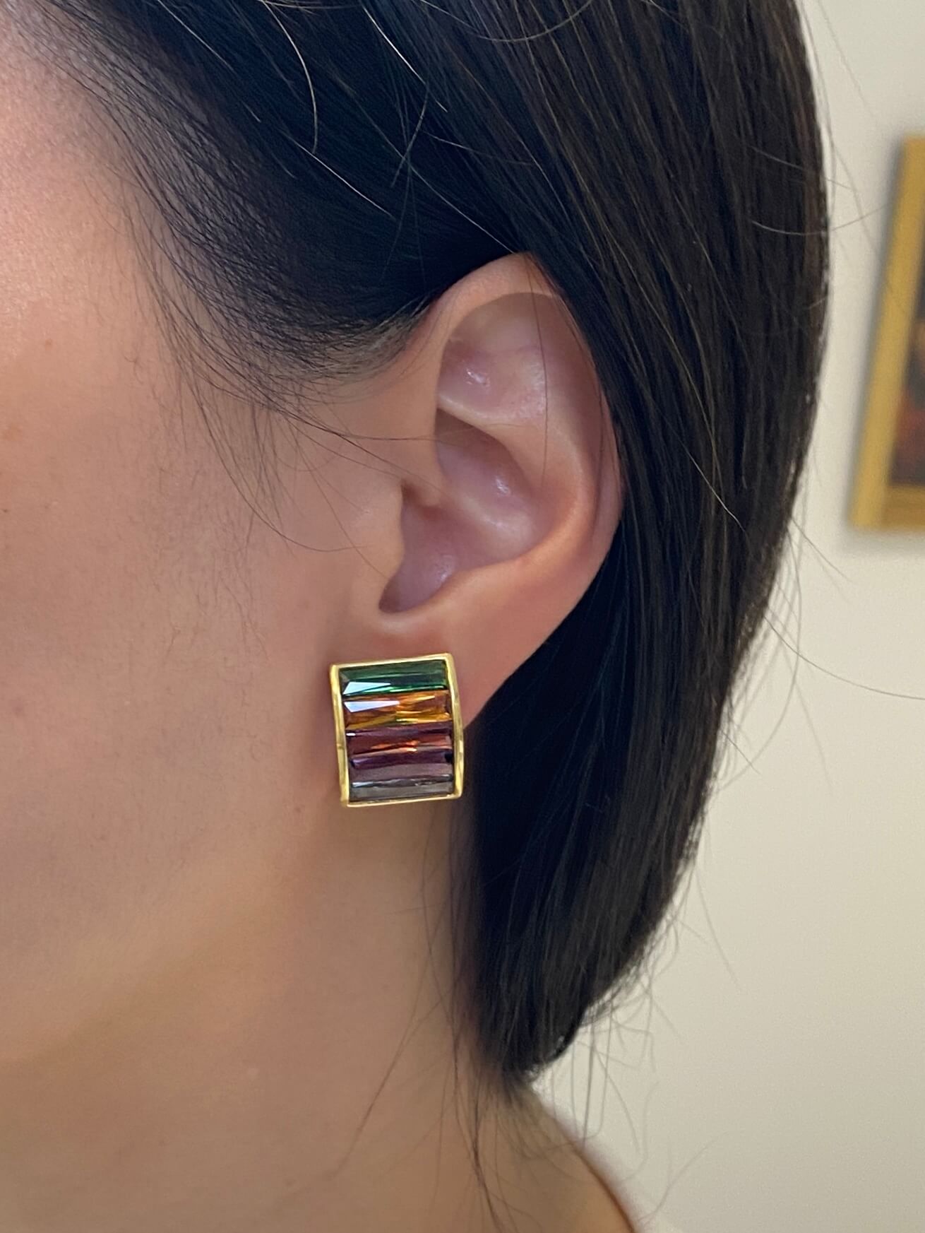 18ct Multi-Stone Earrings, 1980s