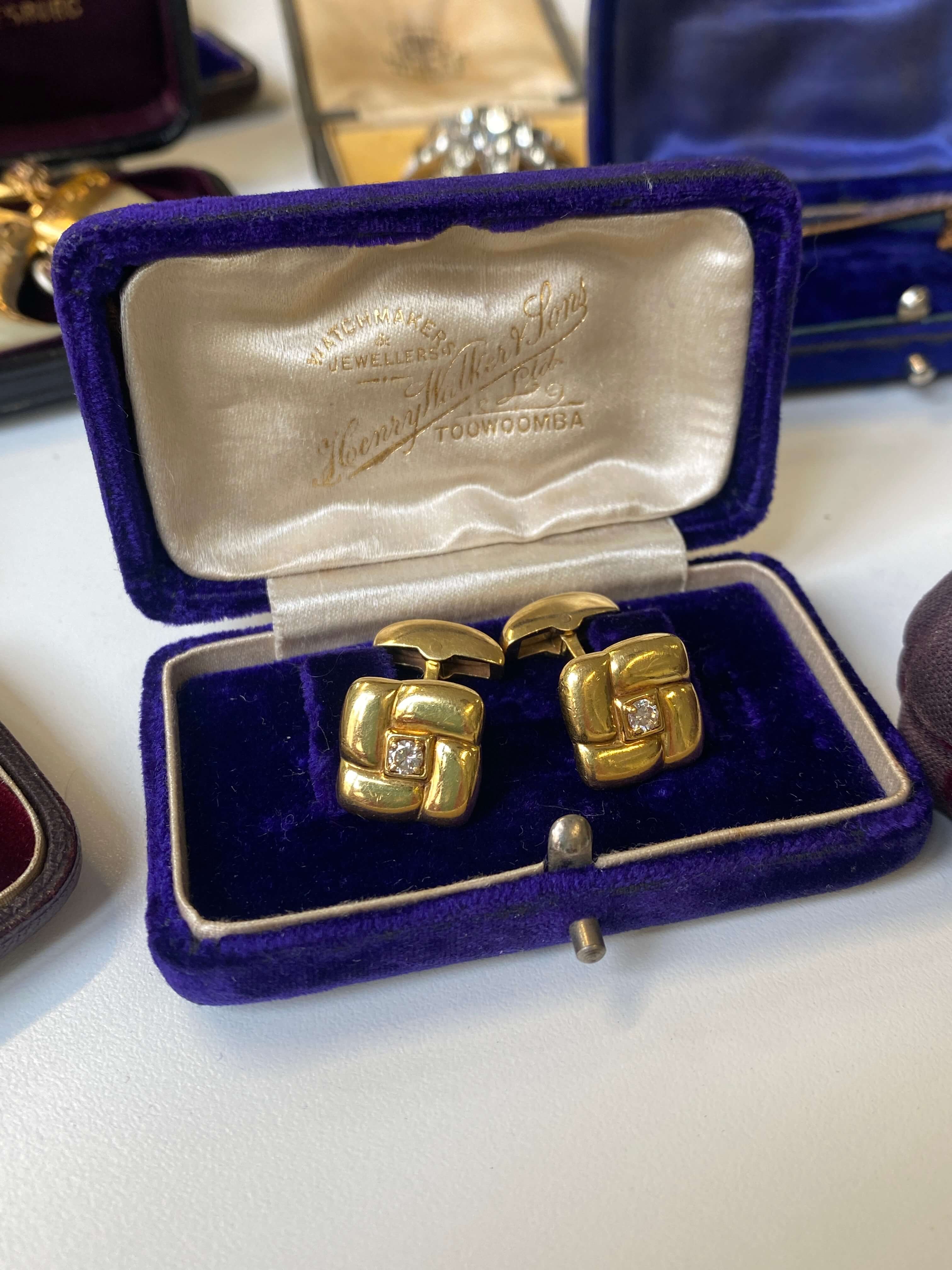 Vintage Gold & Diamond Cufflinks, Deakin & Francis, 1994. 18ct yellow gold.