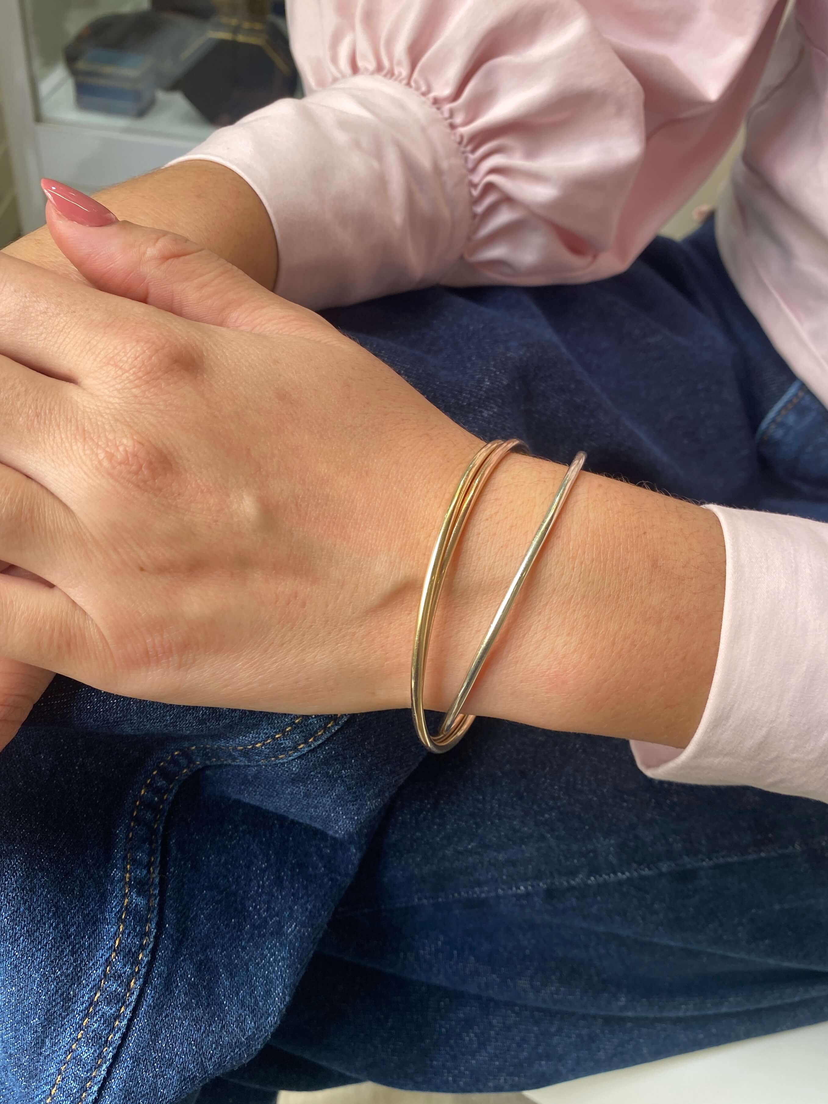 9ct yellow, white and rose gold Trinity Bangle