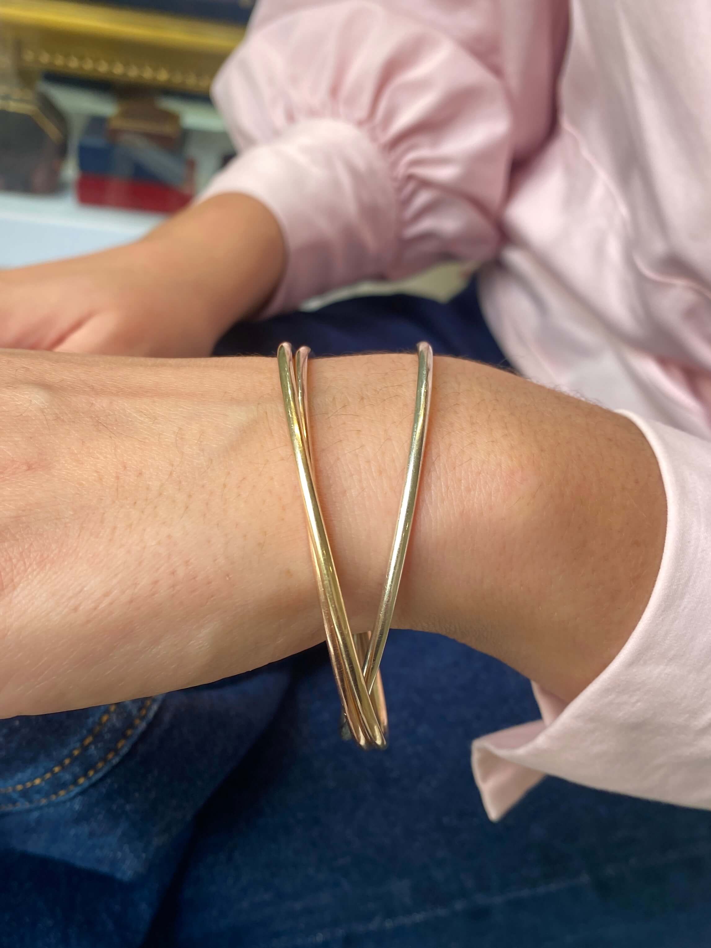 9ct yellow, white and rose gold Trinity Bangle