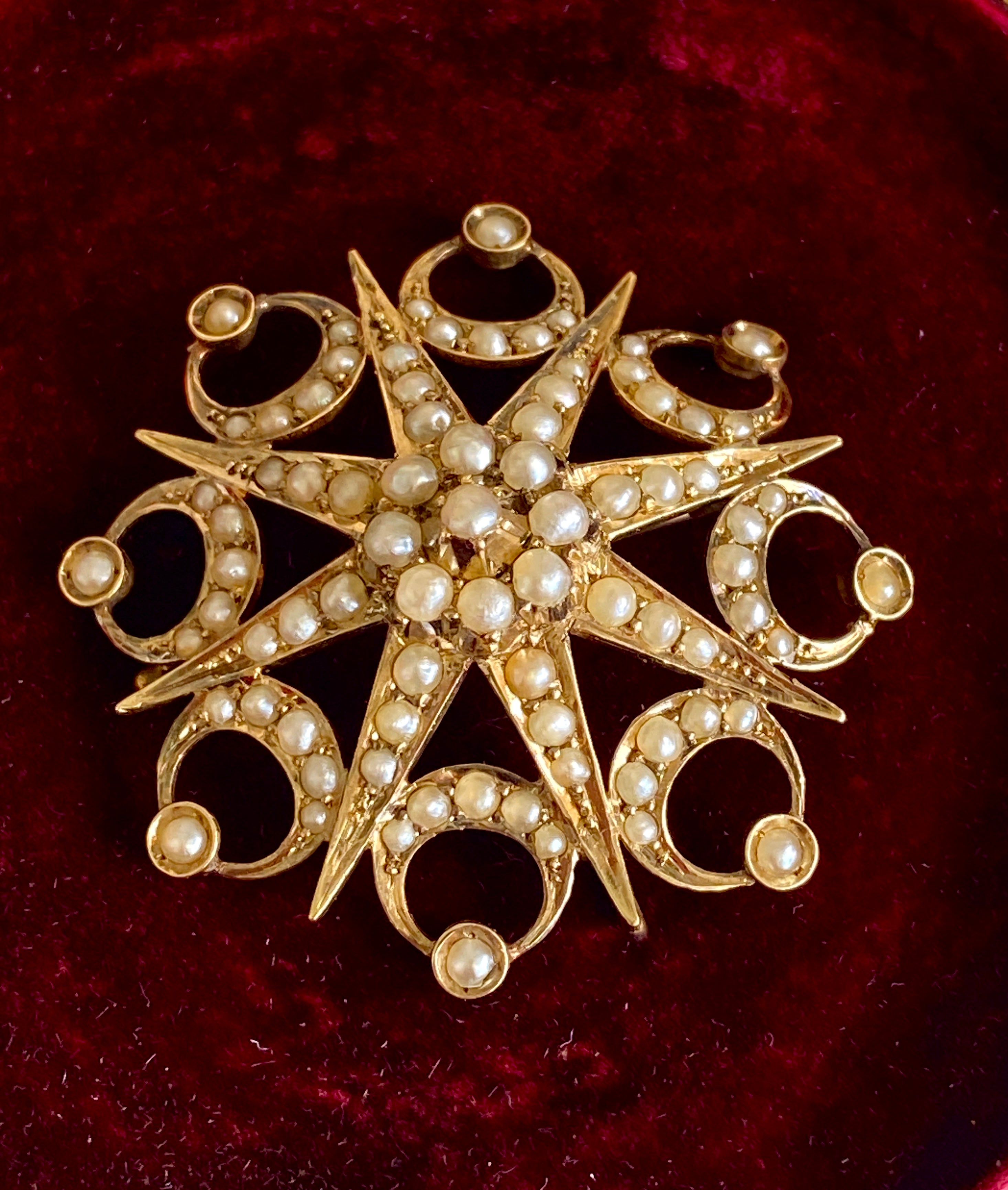 Antique Australian Pearl Star Brooch by Willis & Sons, Melbourne c1900