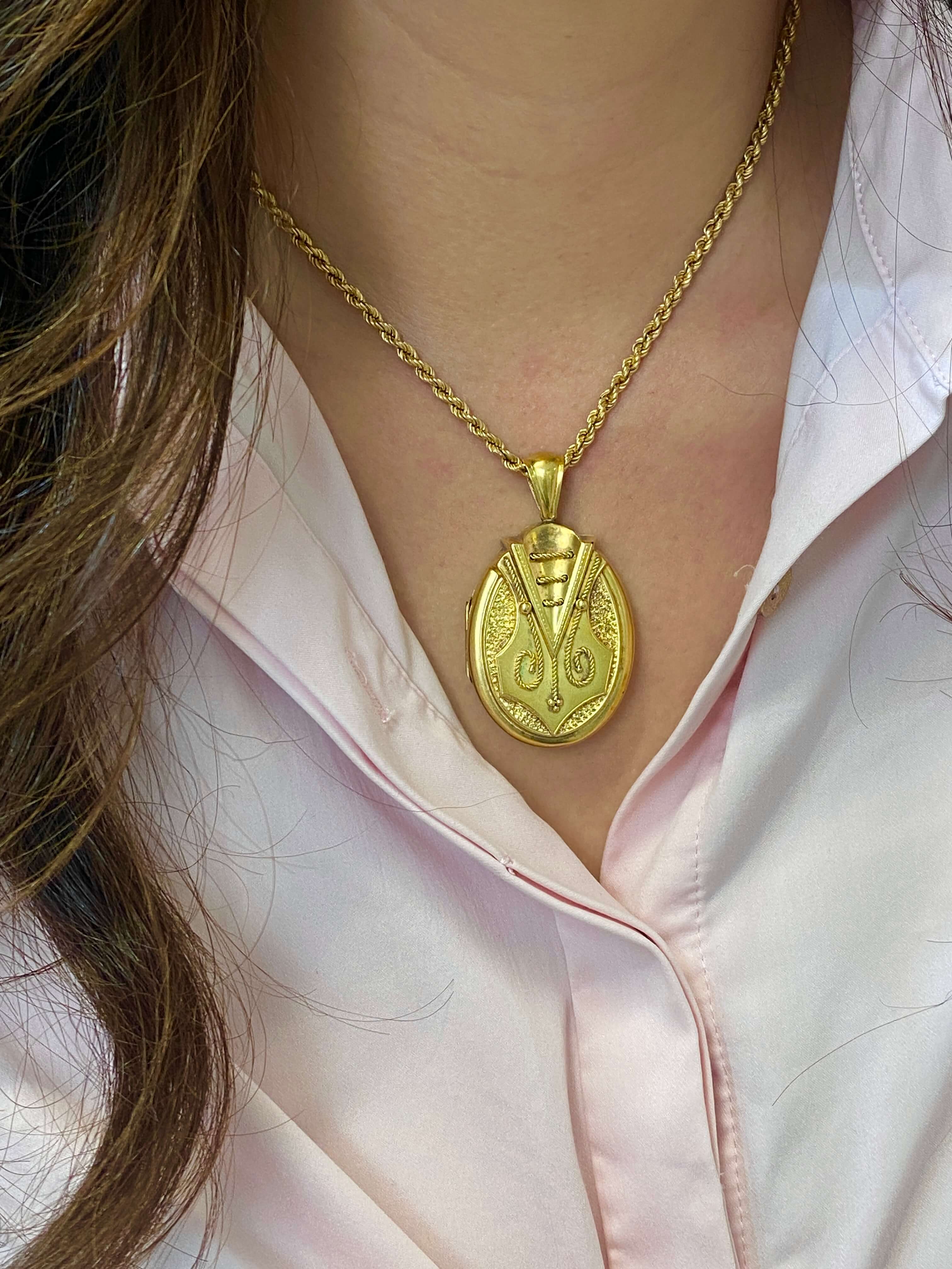 Antique Victorian Gold Archeological Revival Locket, c.1870