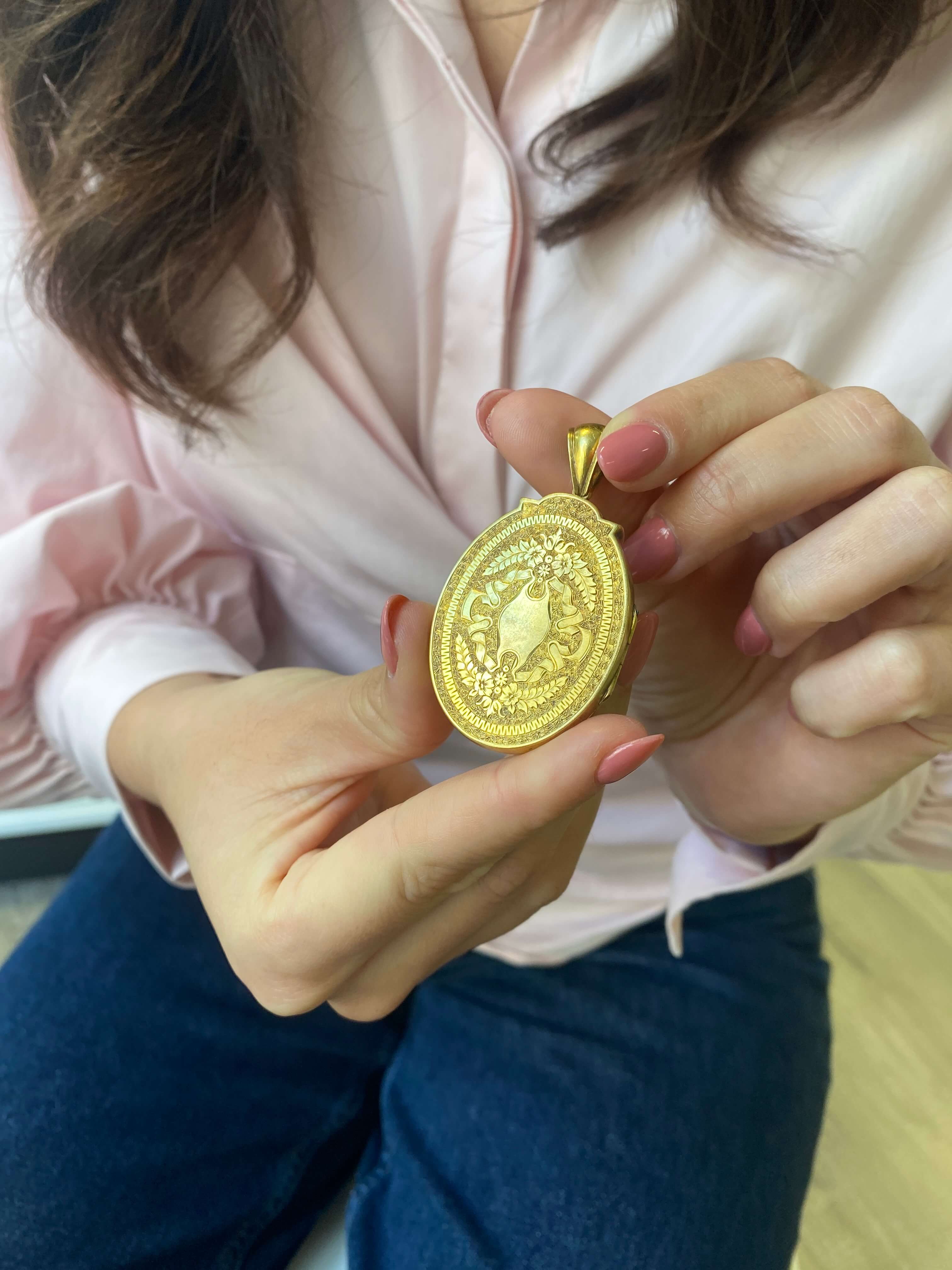 Antique Victorian Gold Archeological Revival Locket, c.1870