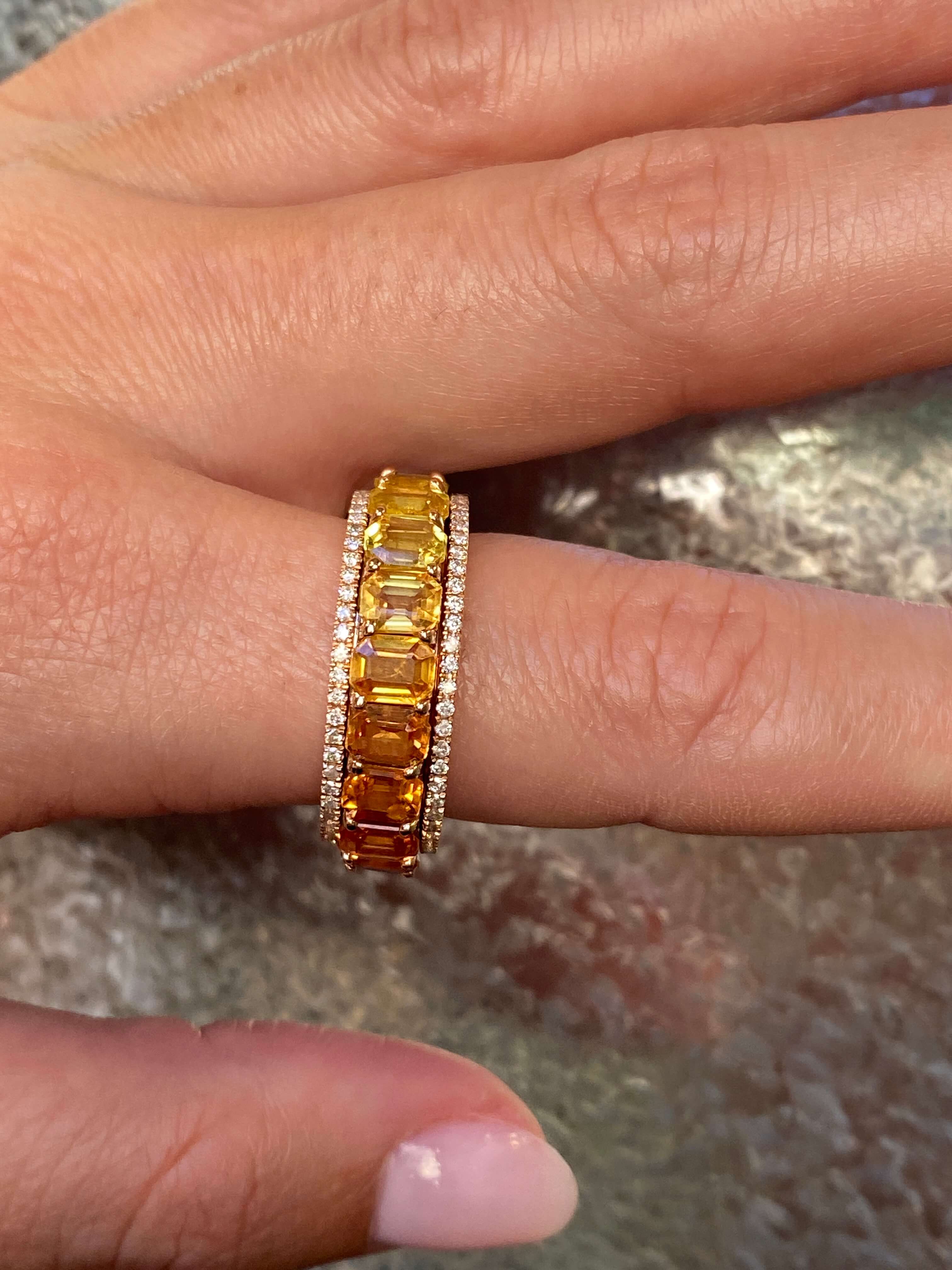 Superb Modern Multi-Coloured Sapphire & Diamond Spinner Ring 18ct rose gold