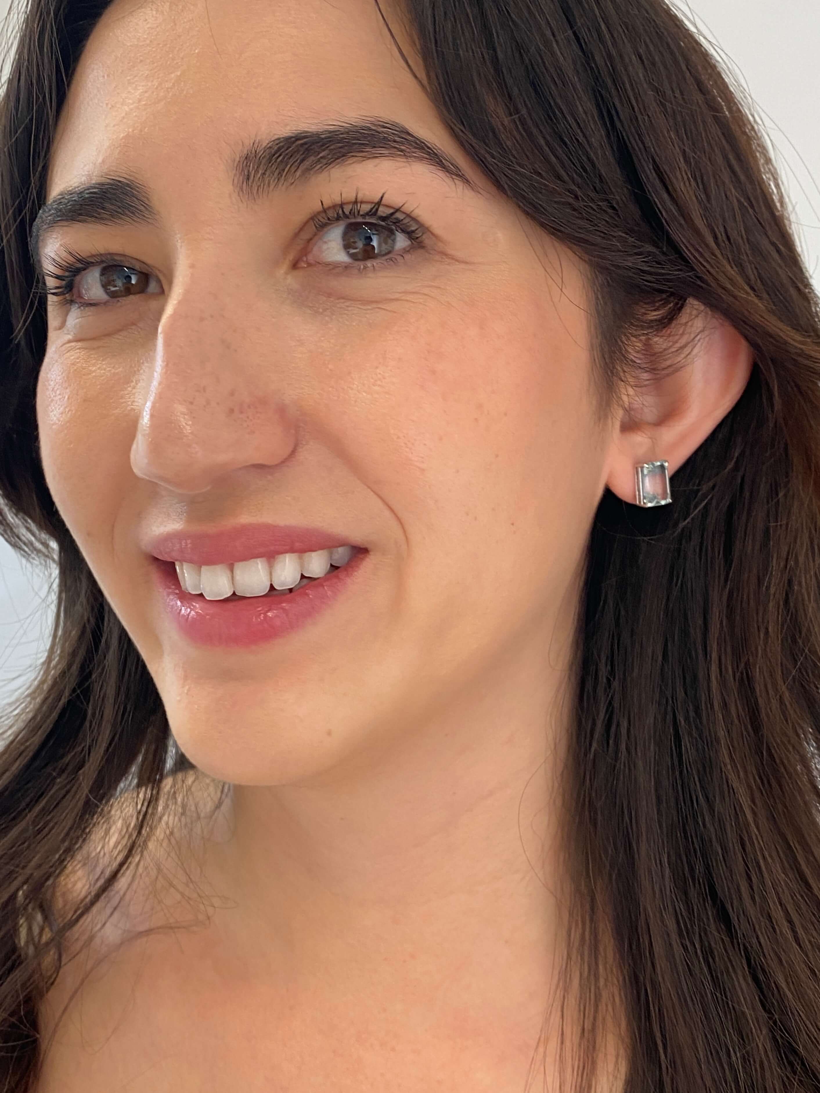 AModern Aquamarine Earrings in 9ct white gold. Total carat weight of aquamarines equaling 8.80 carat.