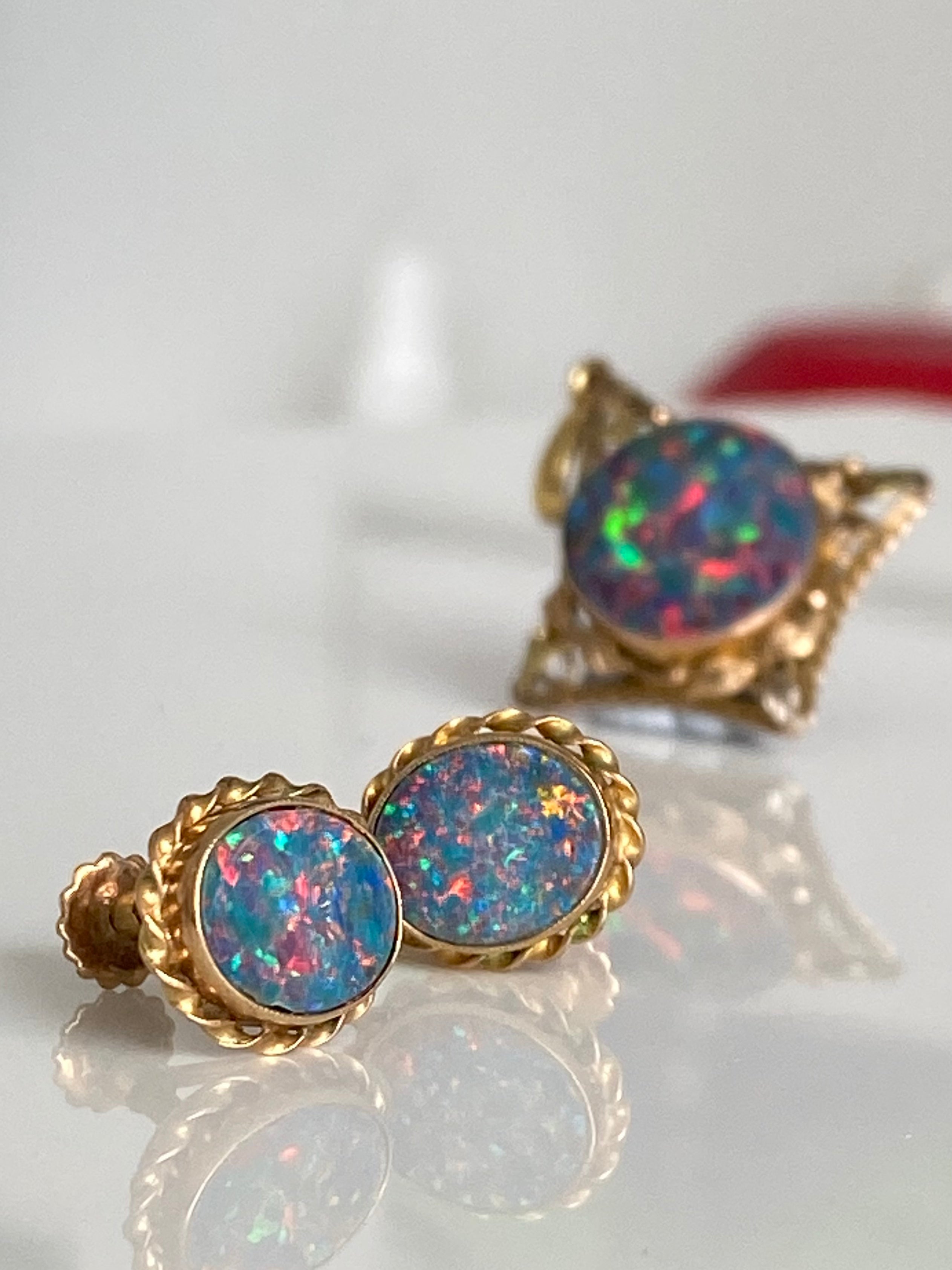Arts & Crafts Opal Earrings
