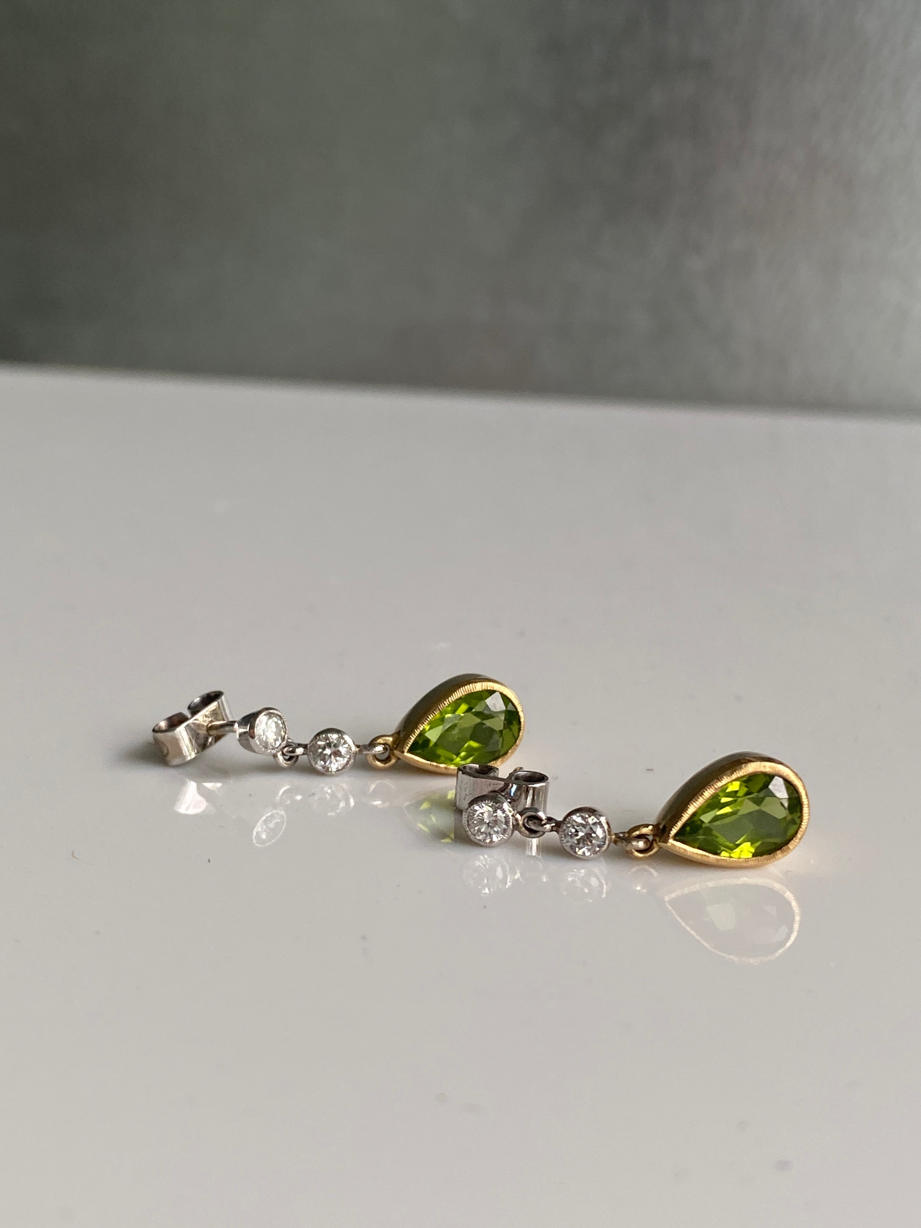 Peridot & Diamond Drop Earrings
