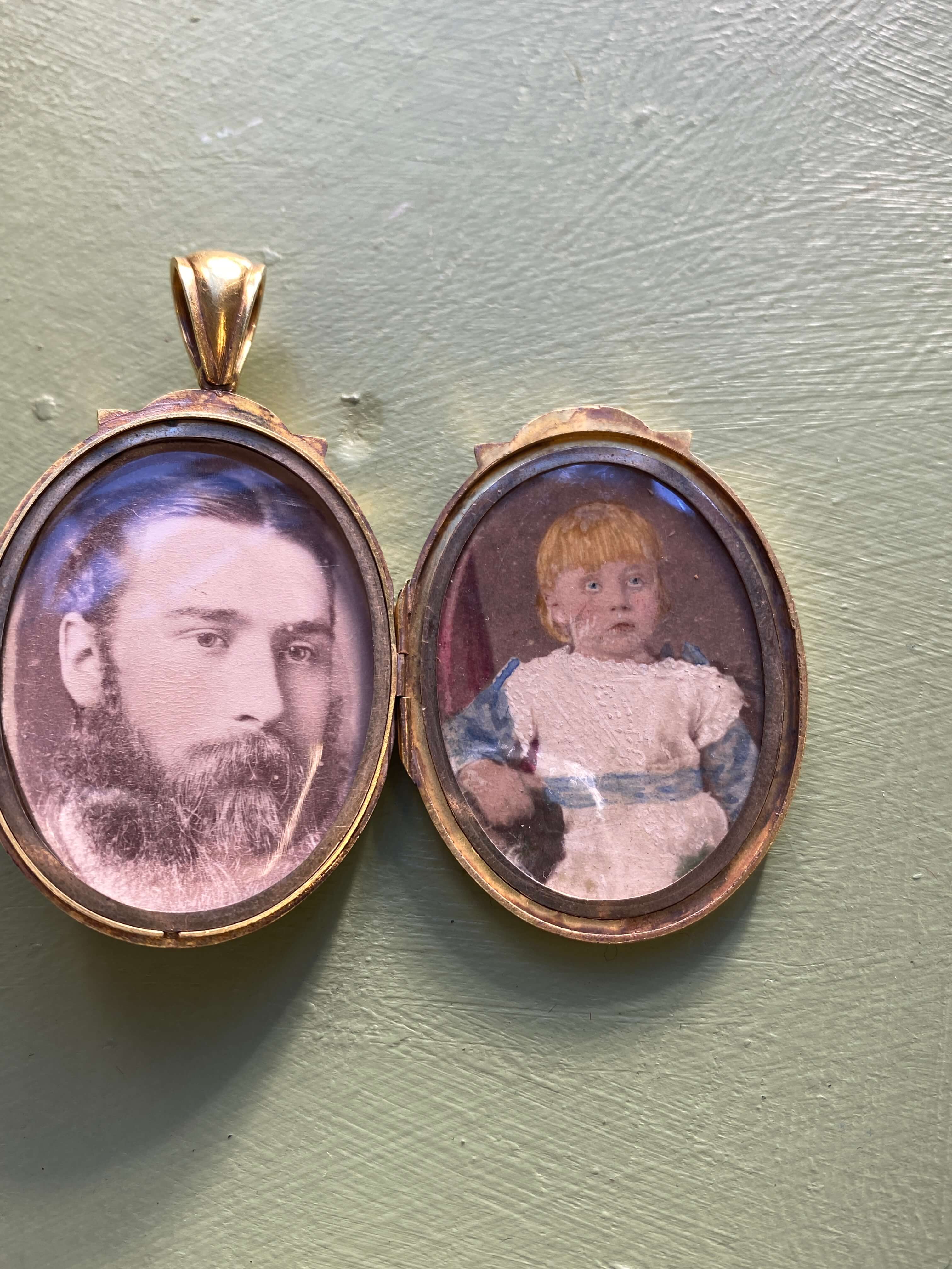 Locket interior - Antique Victorian Gold Archeological Revival Locket, c.1870