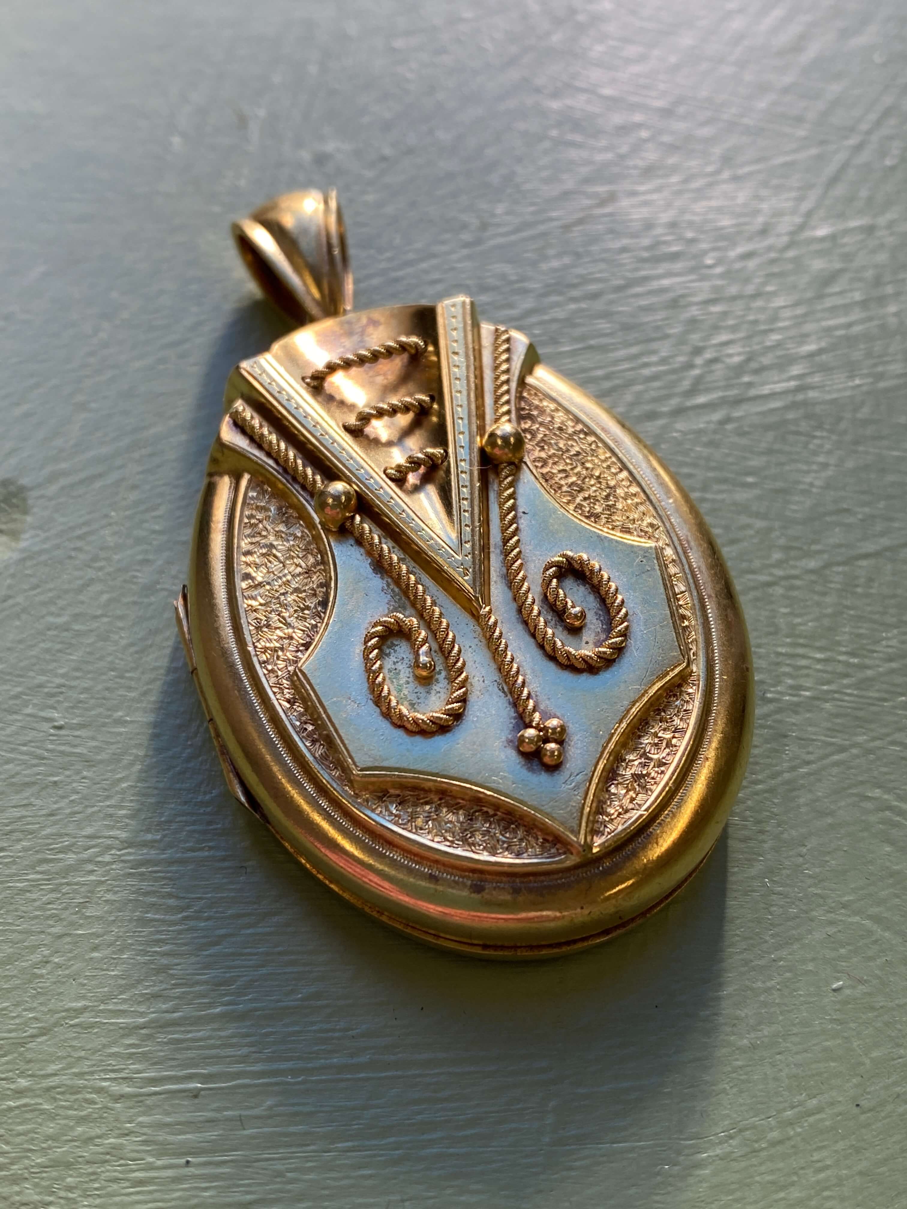 Antique Victorian Gold Archeological Revival Locket, c.1870