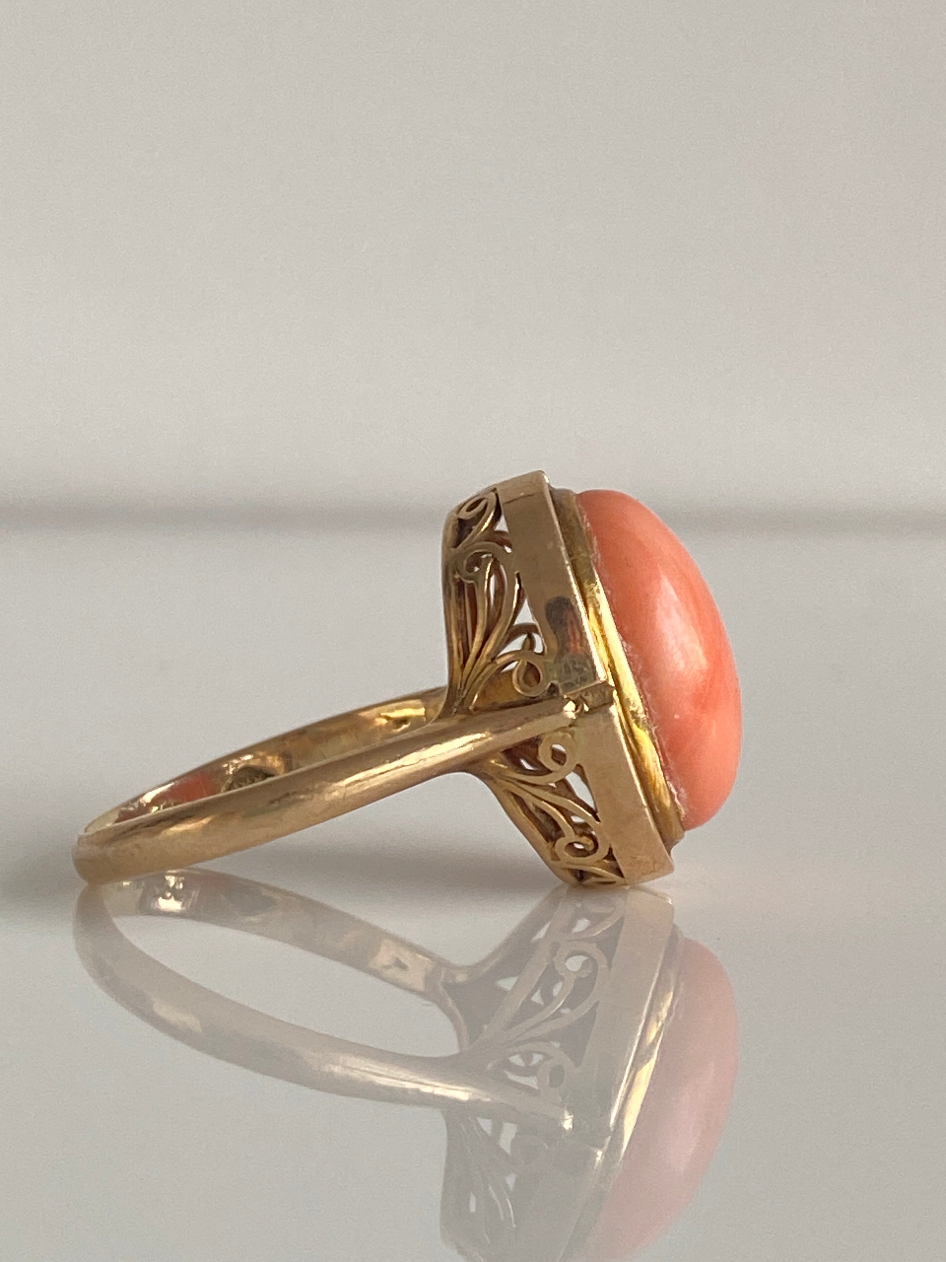 Vintage Coral Cocktail Ring, 1960s