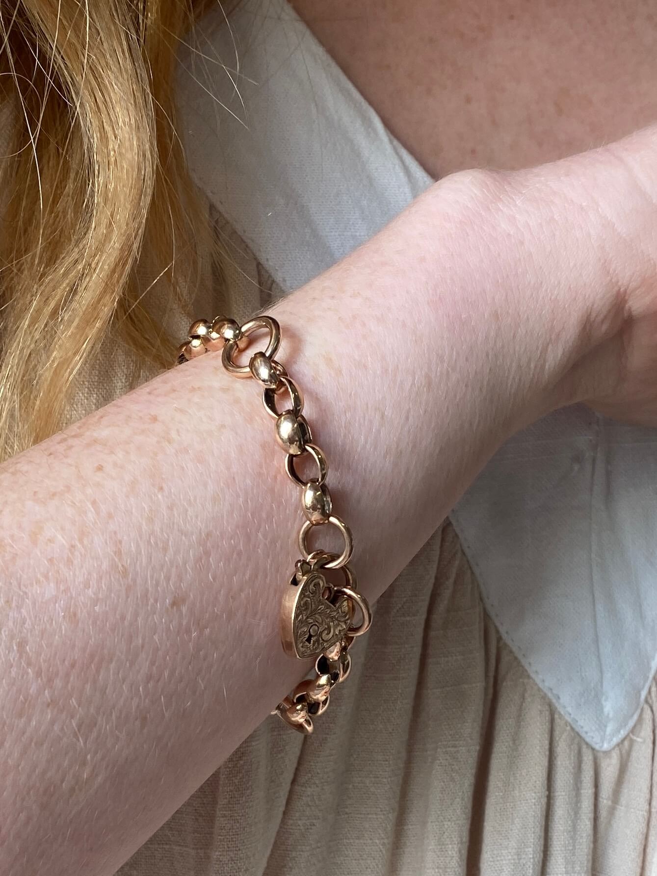 Vintage Rose Gold Padlock Bracelet