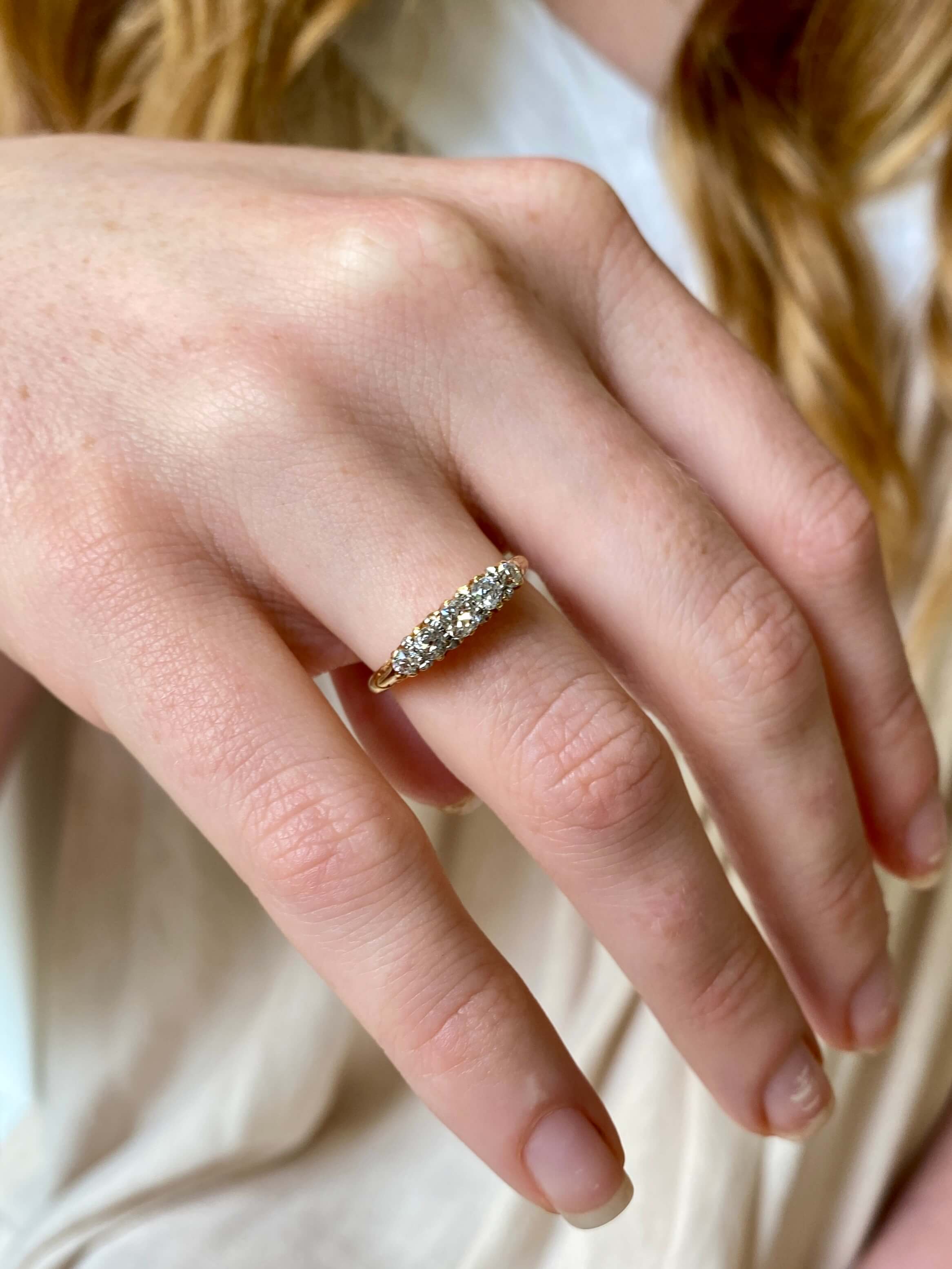 Antique Victorian Diamond Bridge Ring, c1900