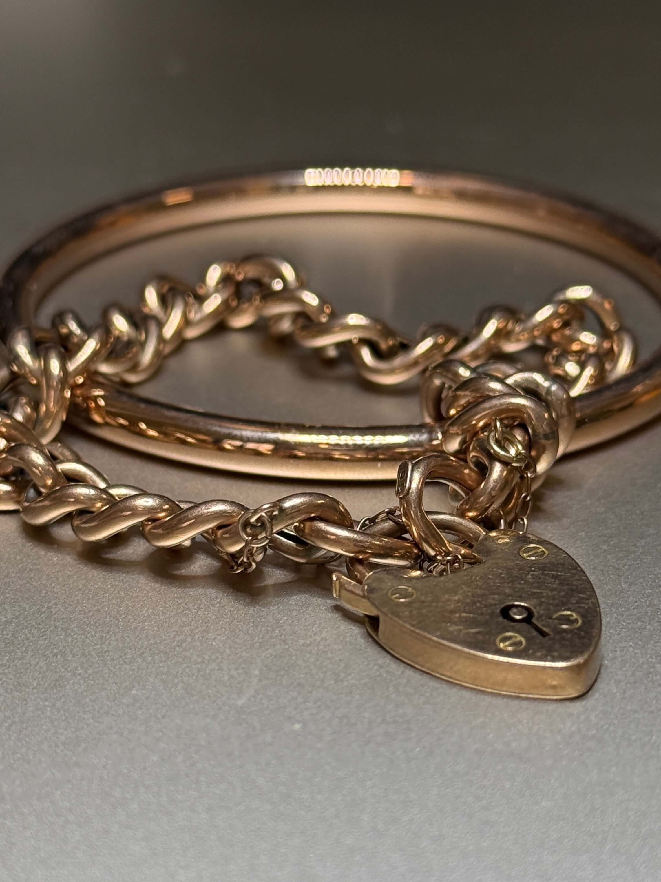 Antique 9ct Rose Gold Padlock Bracelet 