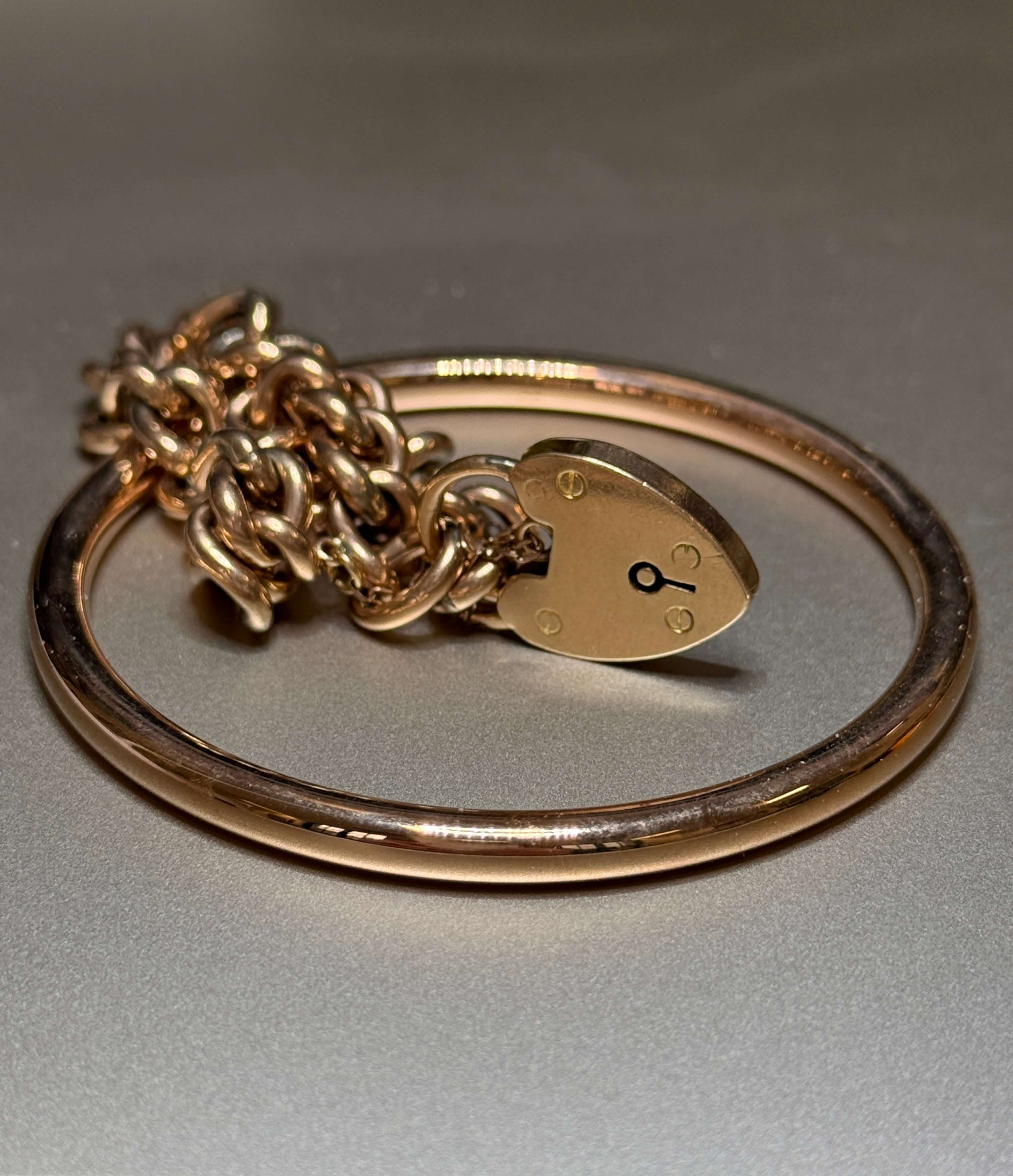 Antique 9ct Rose Gold Padlock Bracelet 